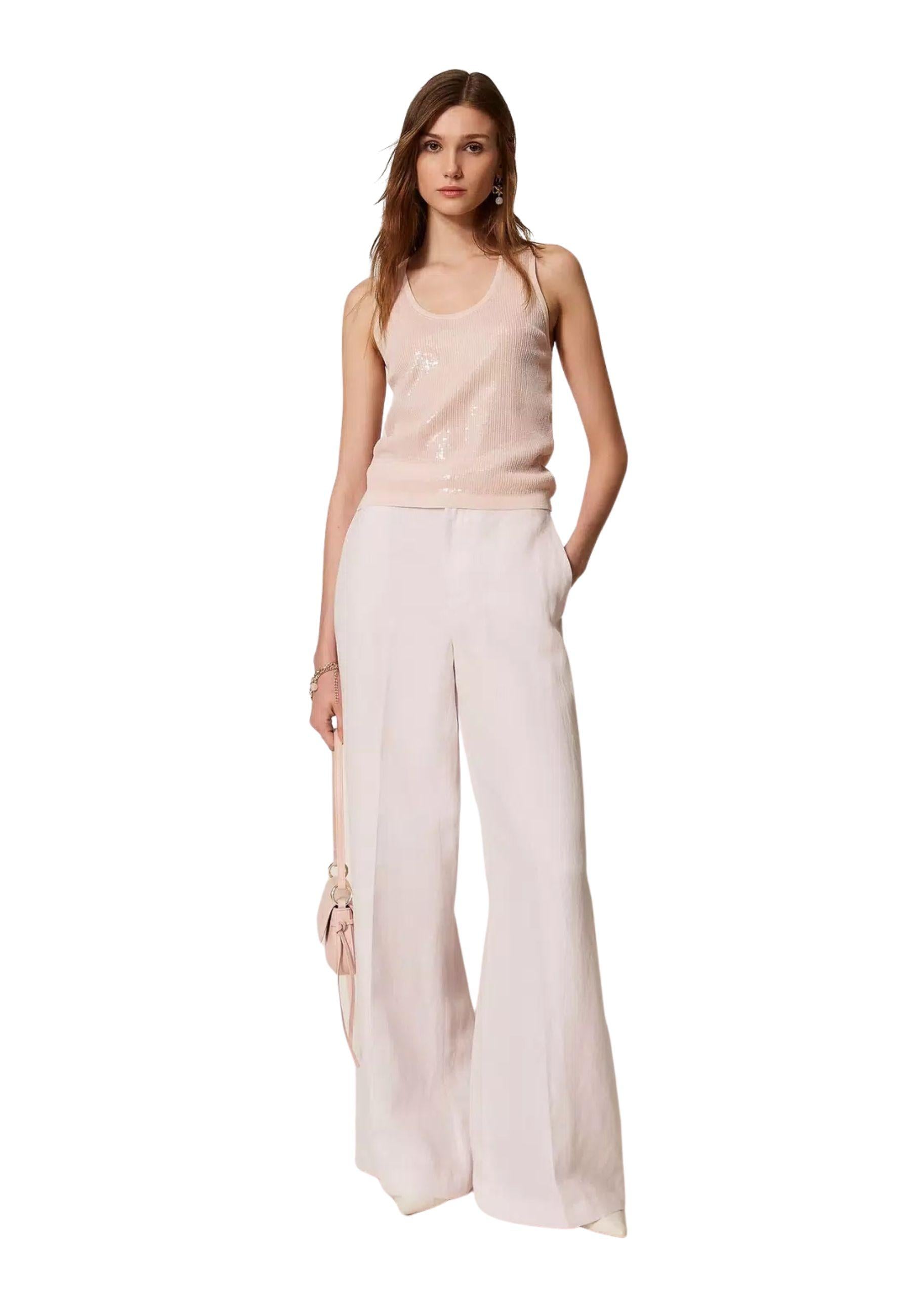 Top in maglia con paillettes 