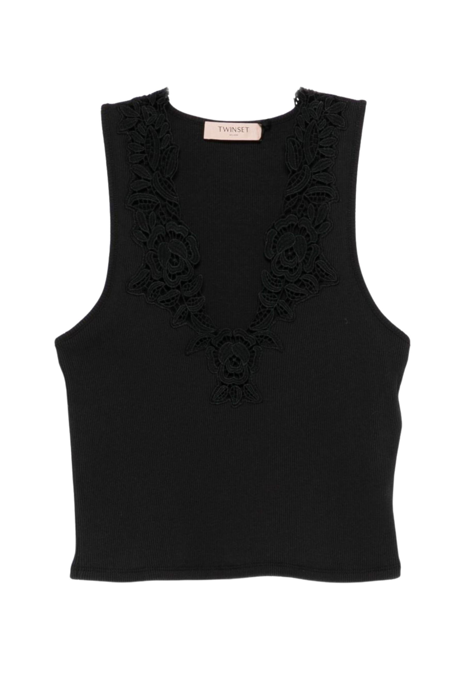 Twinset - Top a Costine con Pizzo 
