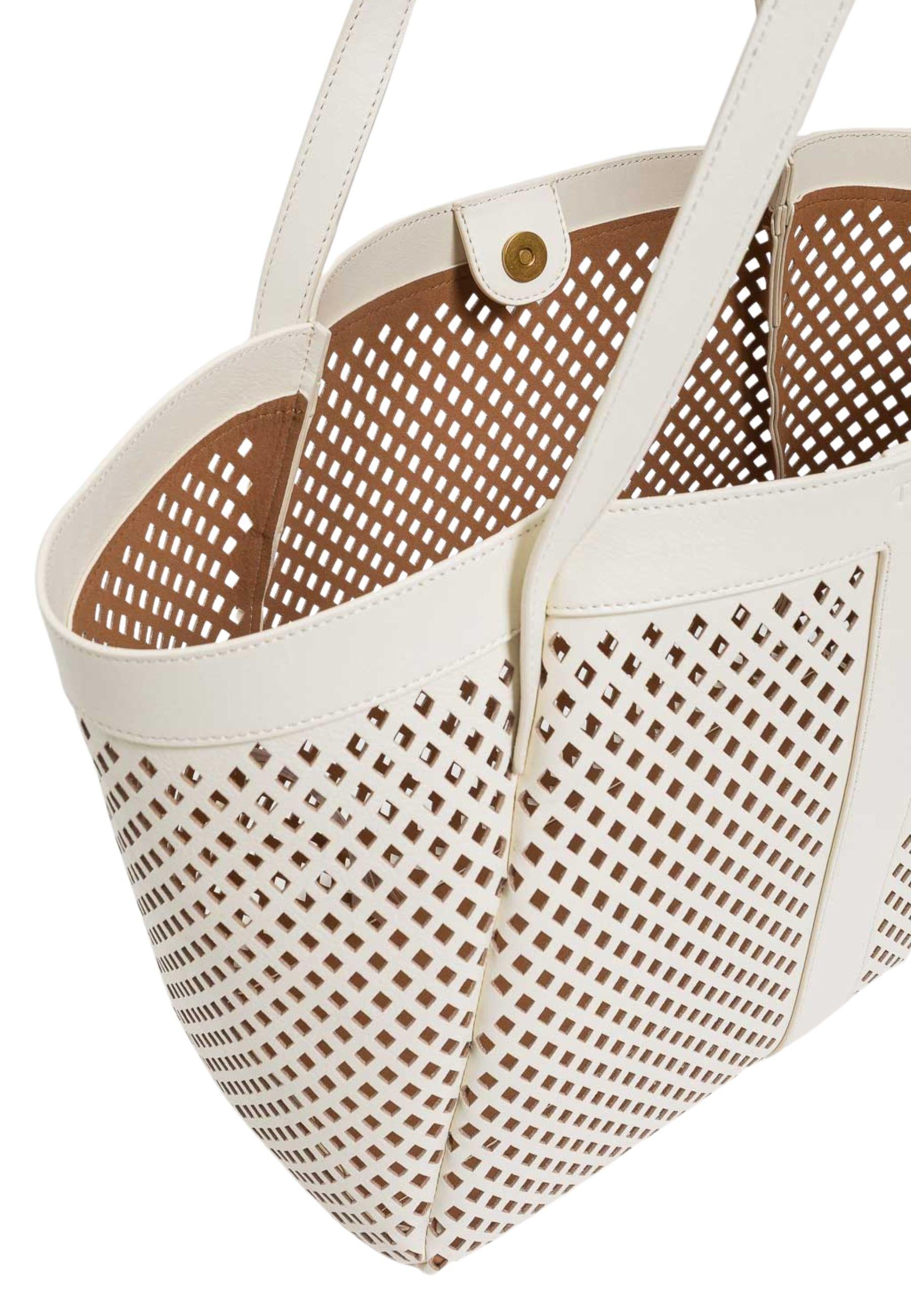 Borsa Shopper in Pelle Traforata 