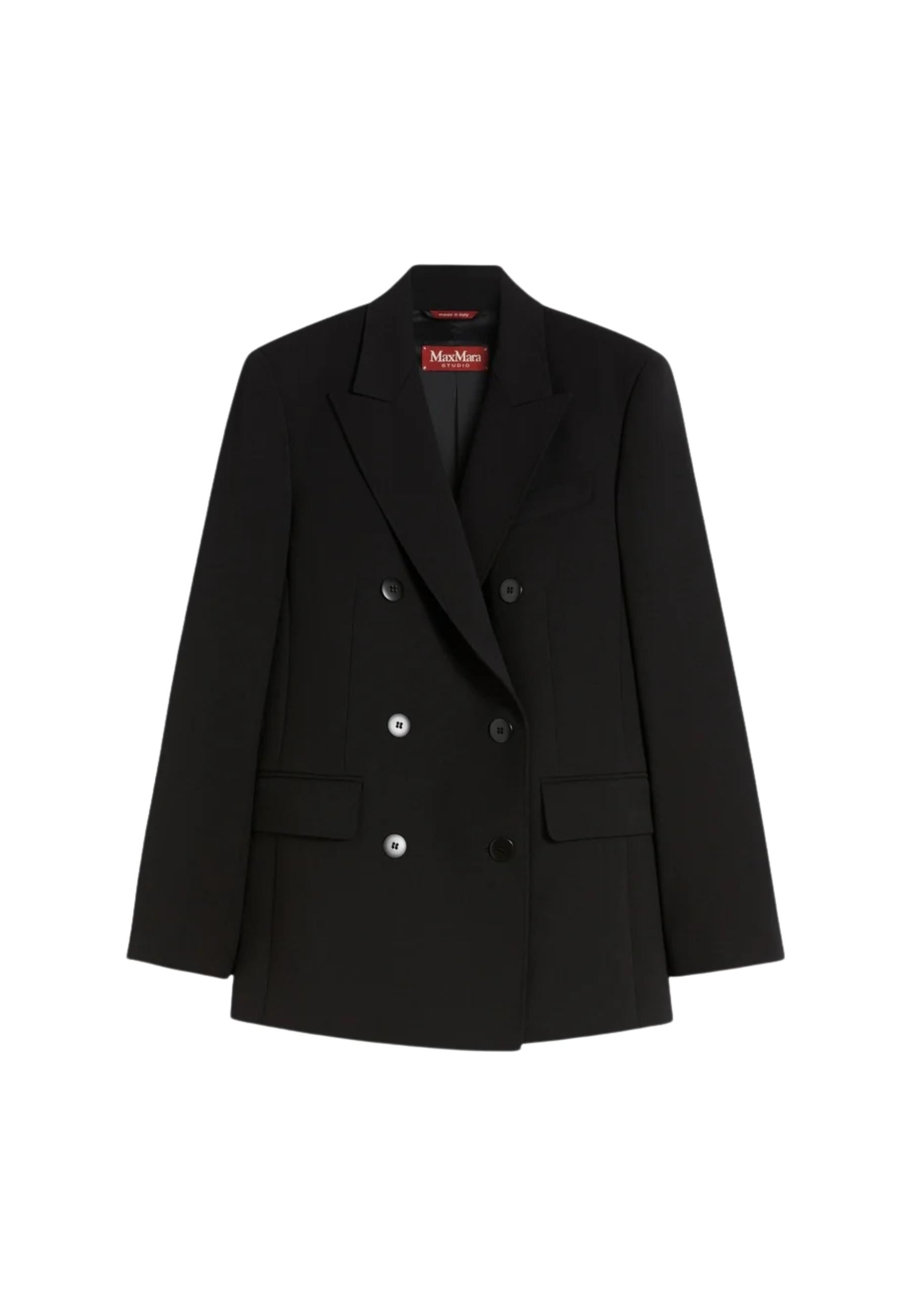 Max Mara Studio Blazer Vadare doppiopetto in crêpe satin di lana 
