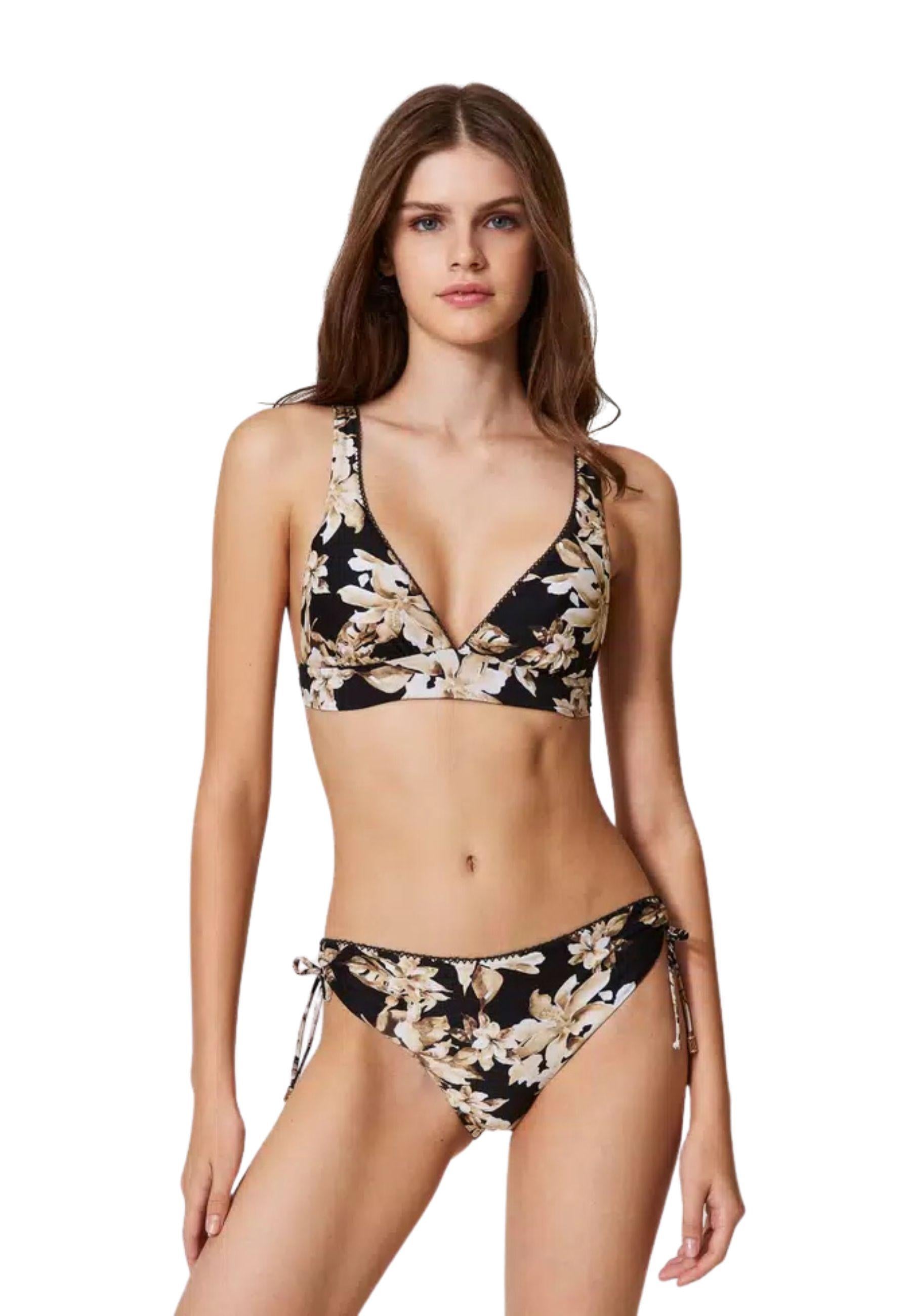 Slip da bagno a fiori con coulisse 