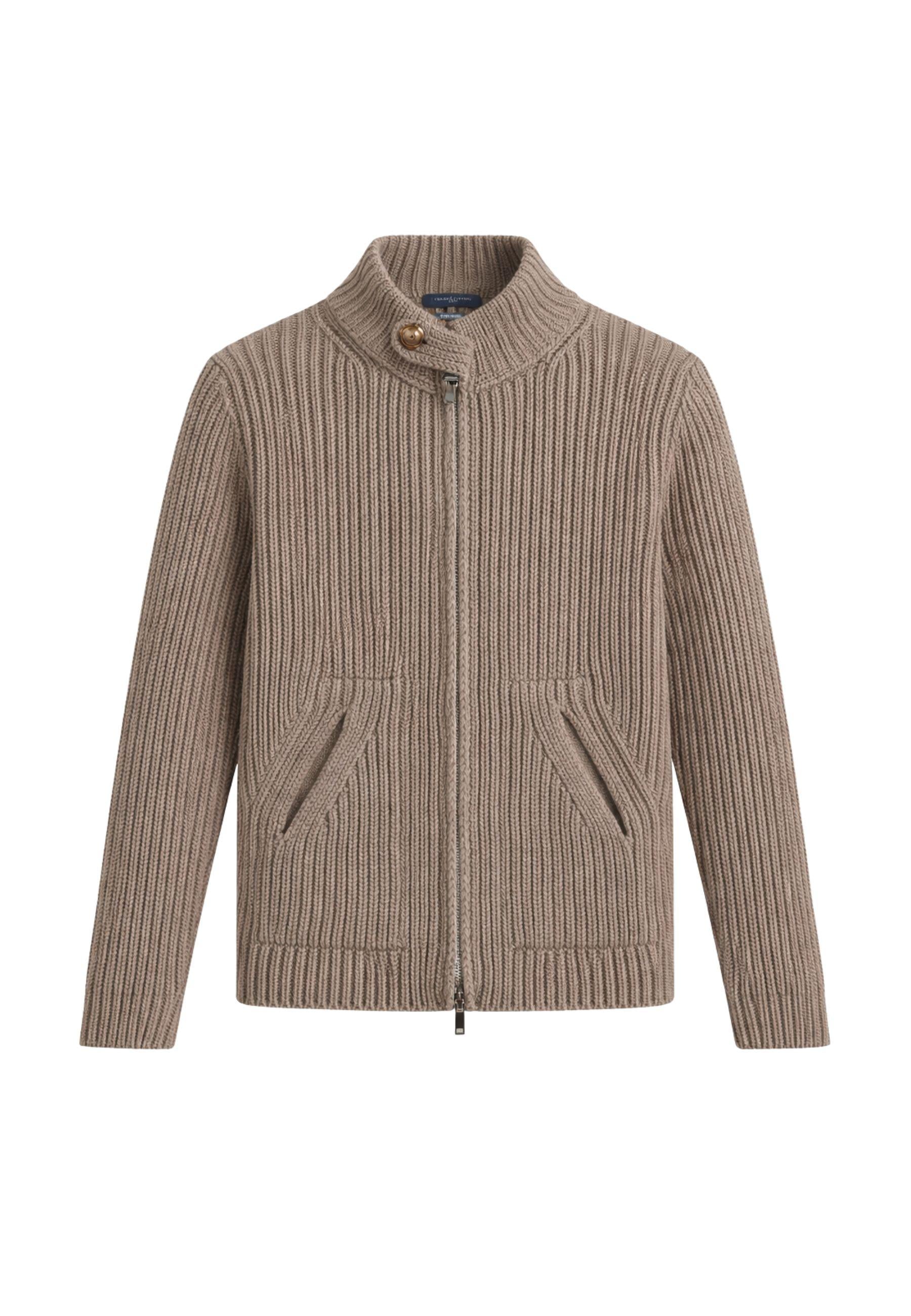 Cardigan in lana merino a coste con zip 
