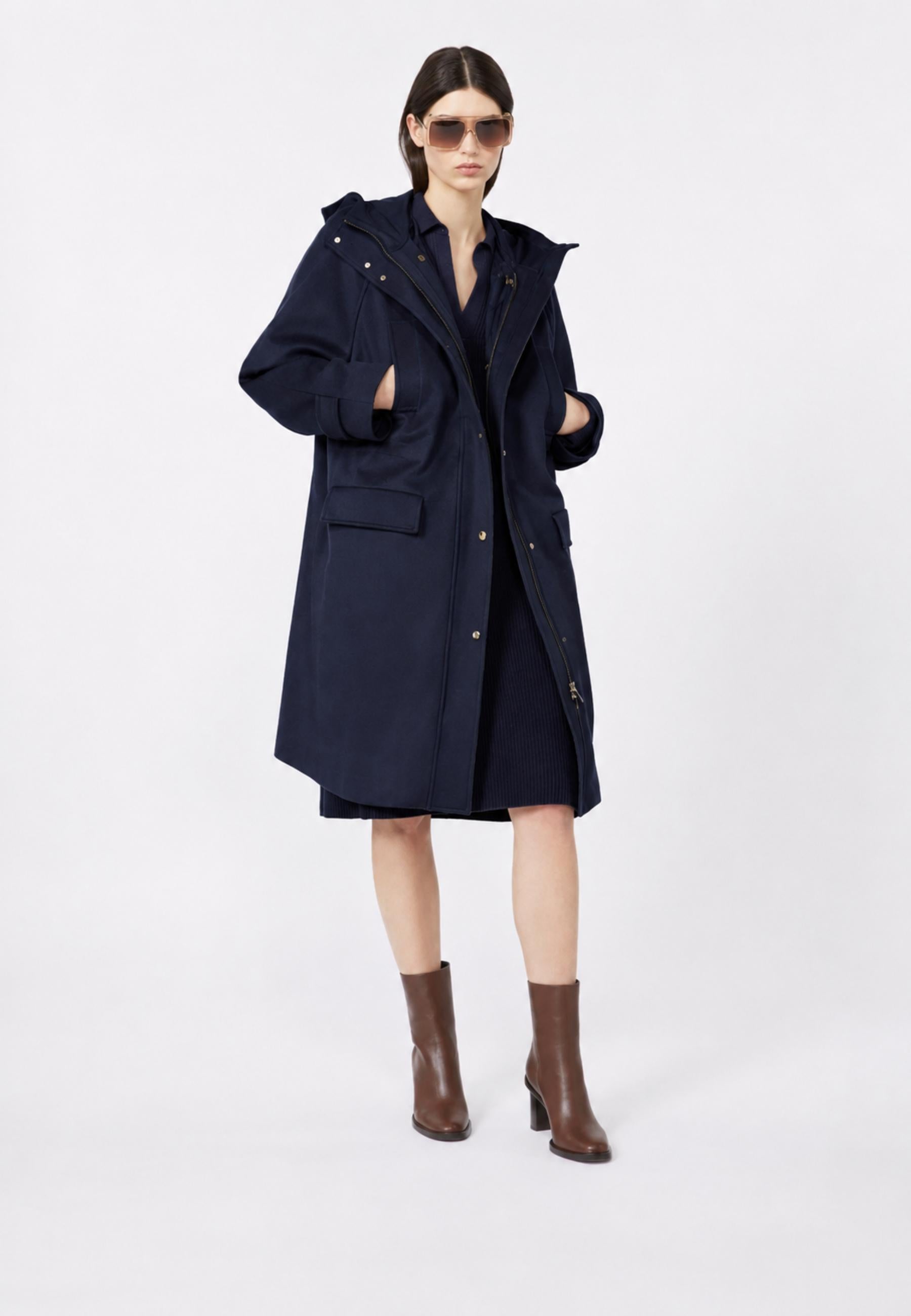 Max Mara Studio Parka lungo in drap di pura lana vergine 