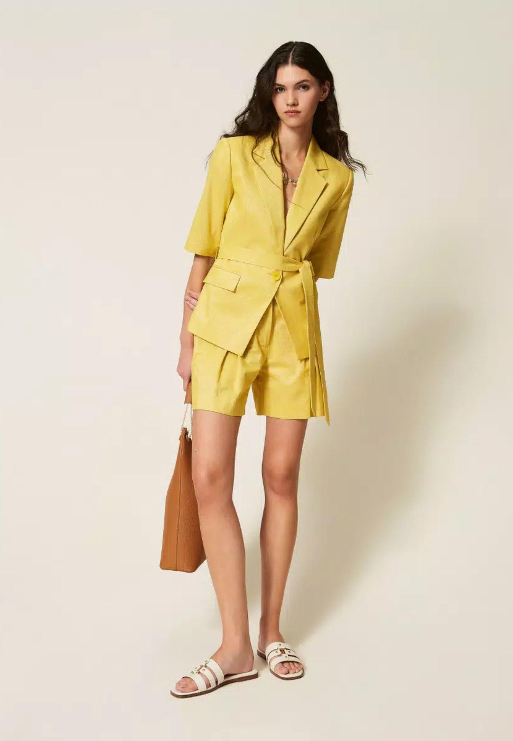 Blazer Actitude in misto cotone e lino lurex 