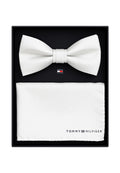 Set Fliege und Einstecktuch Tommy Hilfiger – Weiße Seide