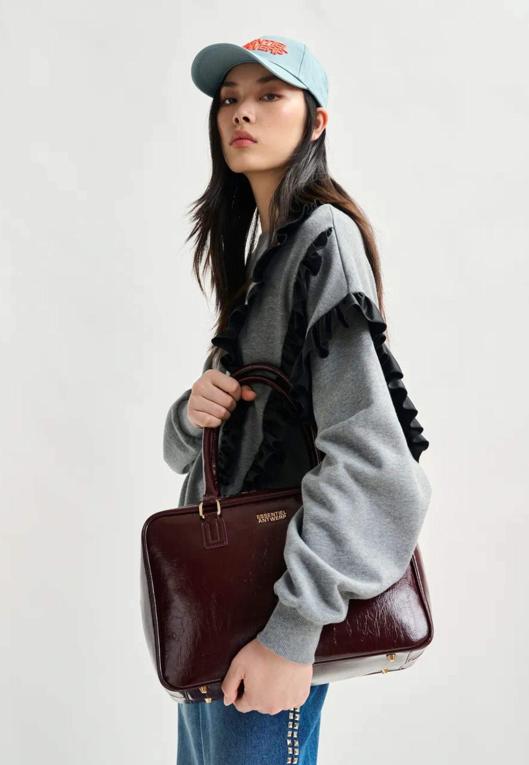 Essentiel Antwerp - Felpa grigia con dettaglio ruffle 