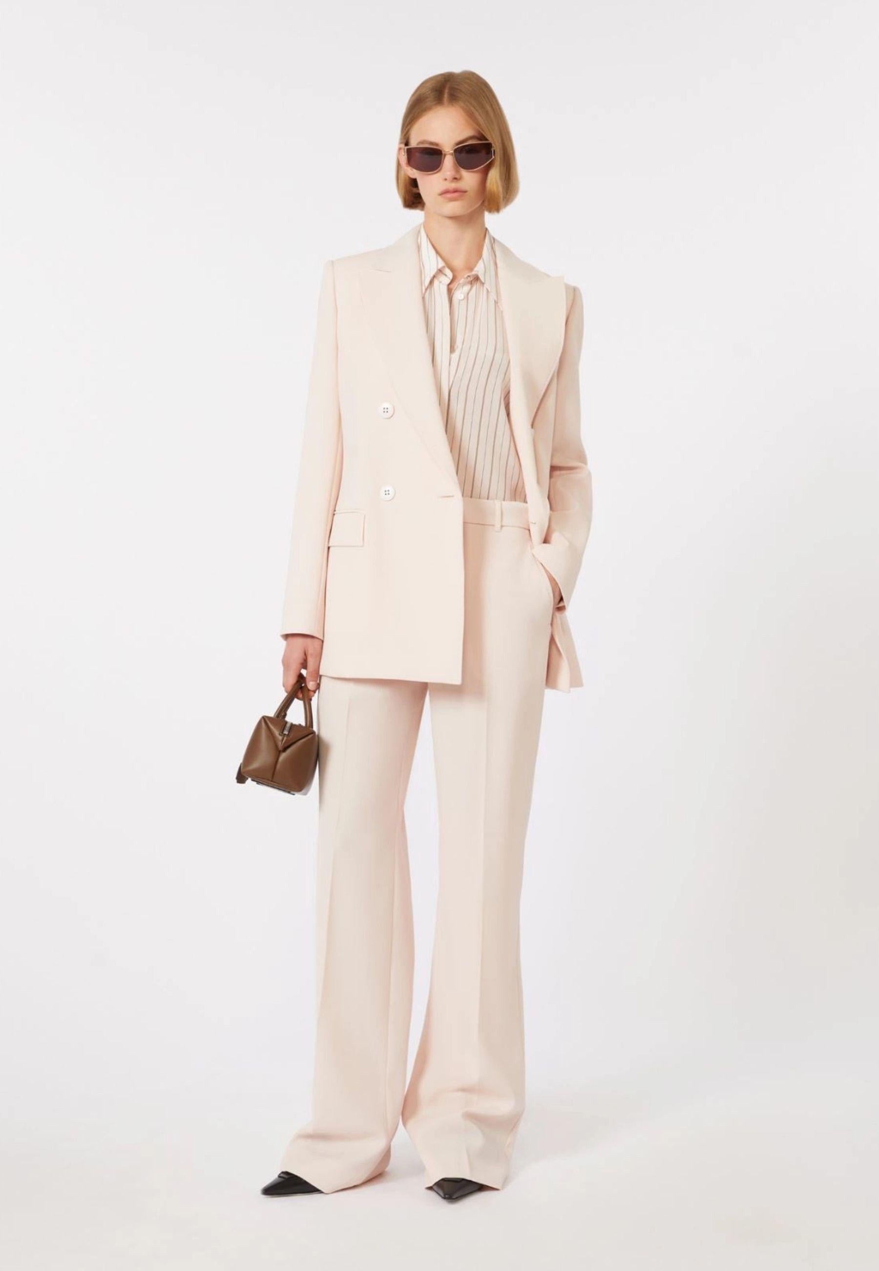 Max Mara - Pantalone in lana crêpe rosa 