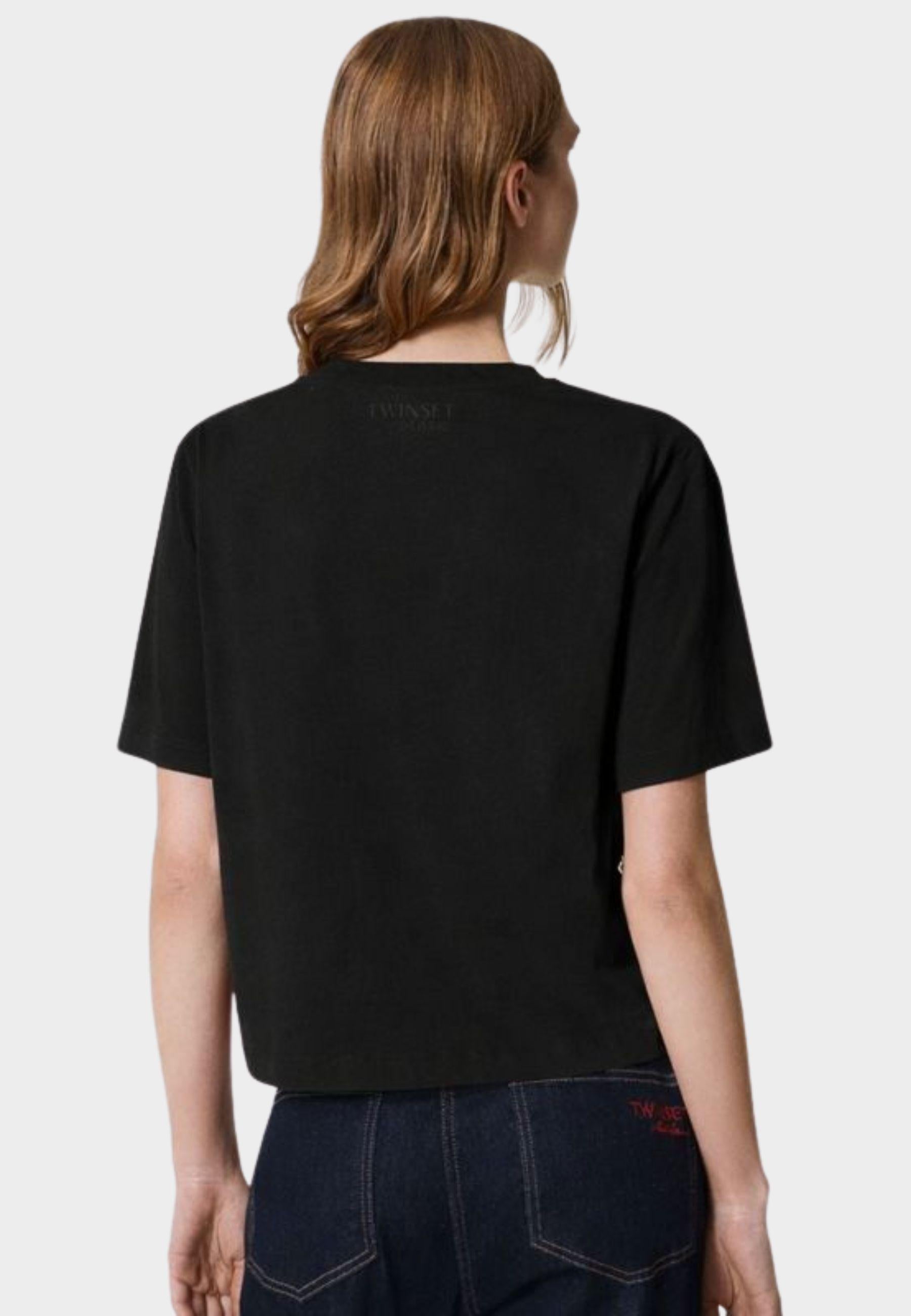 T-shirt cropped con ricami 
