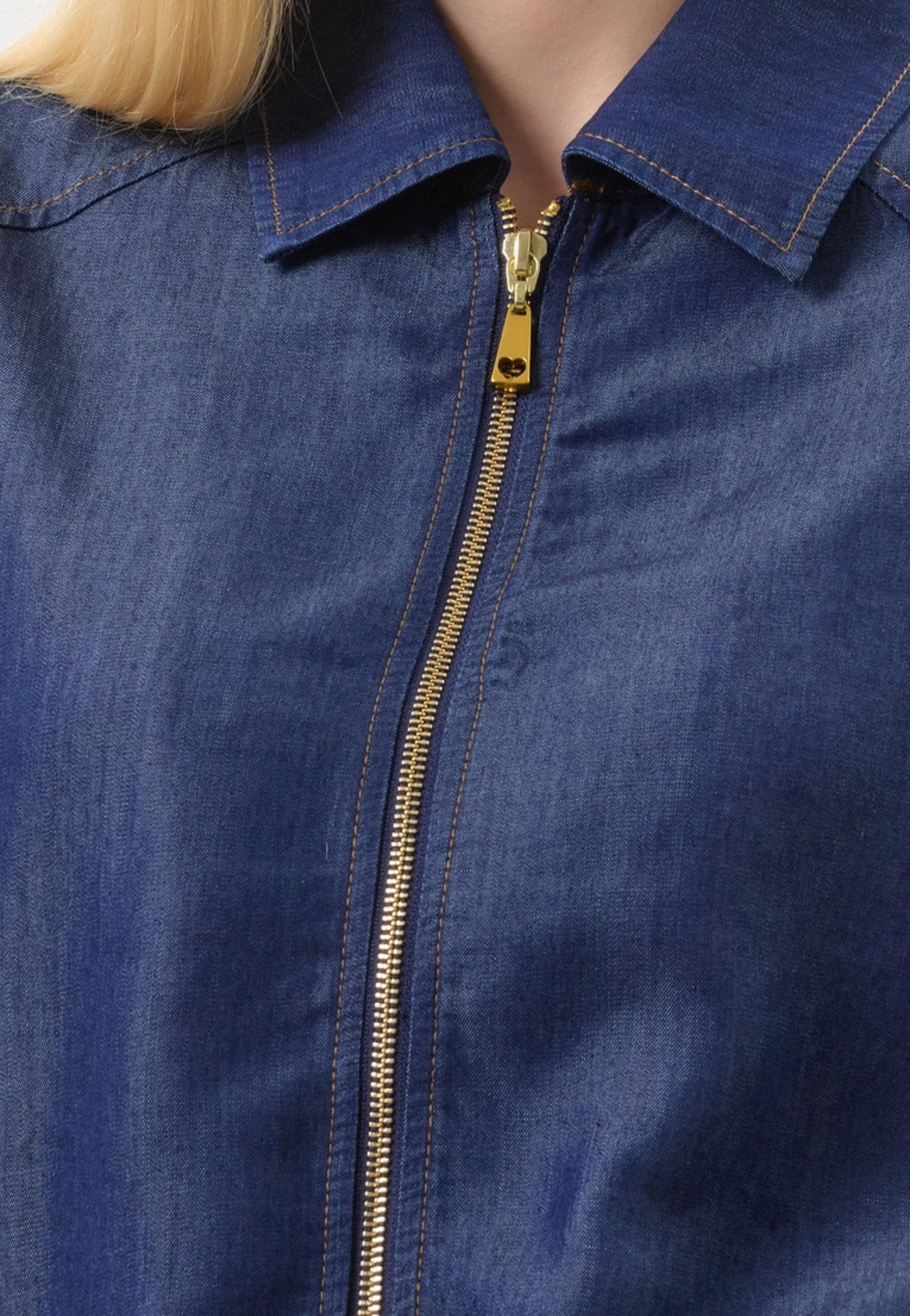 Giacca corta in chambray con zip 