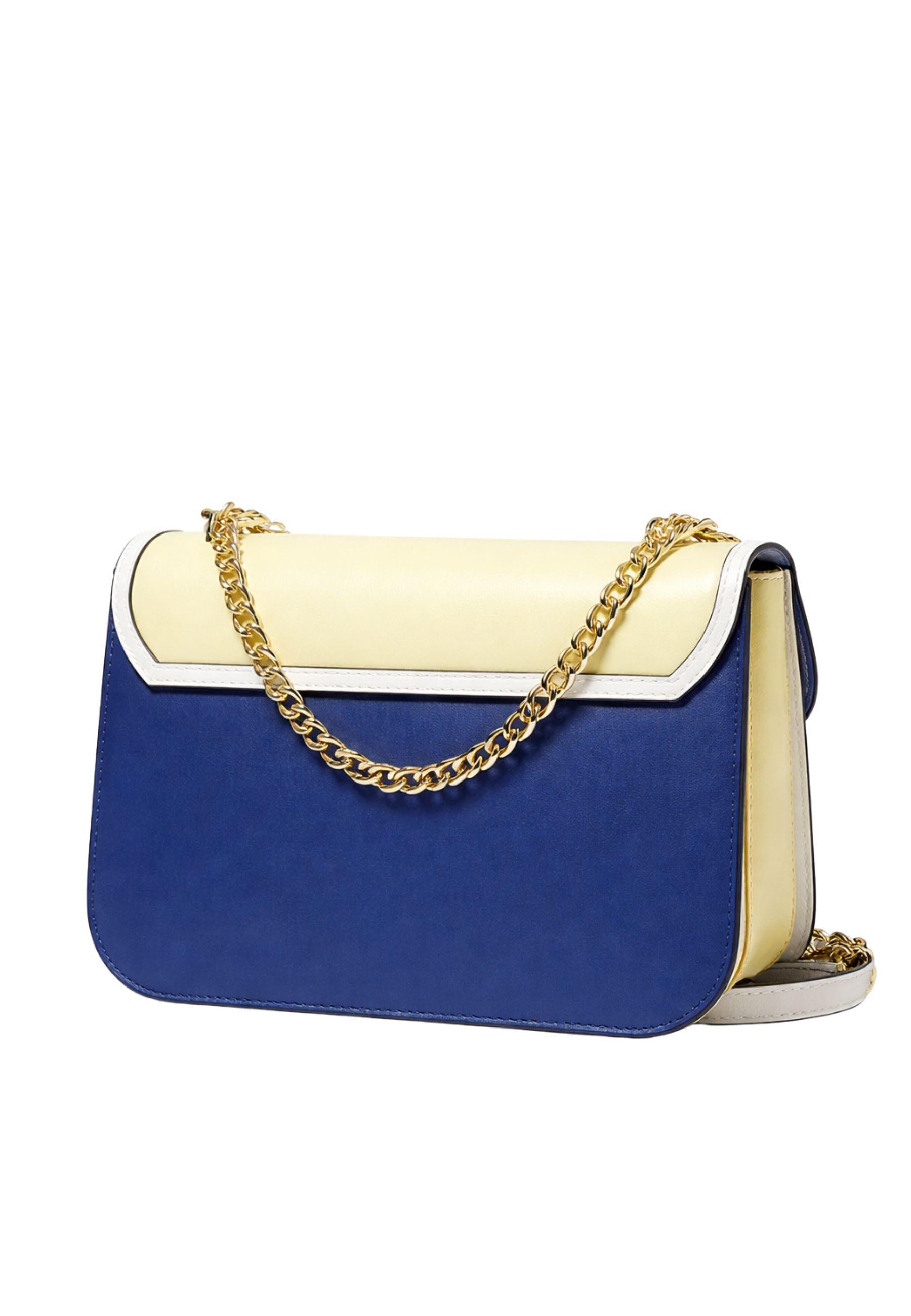 Borsa a tracolla Cromia in pelle blu con catena 