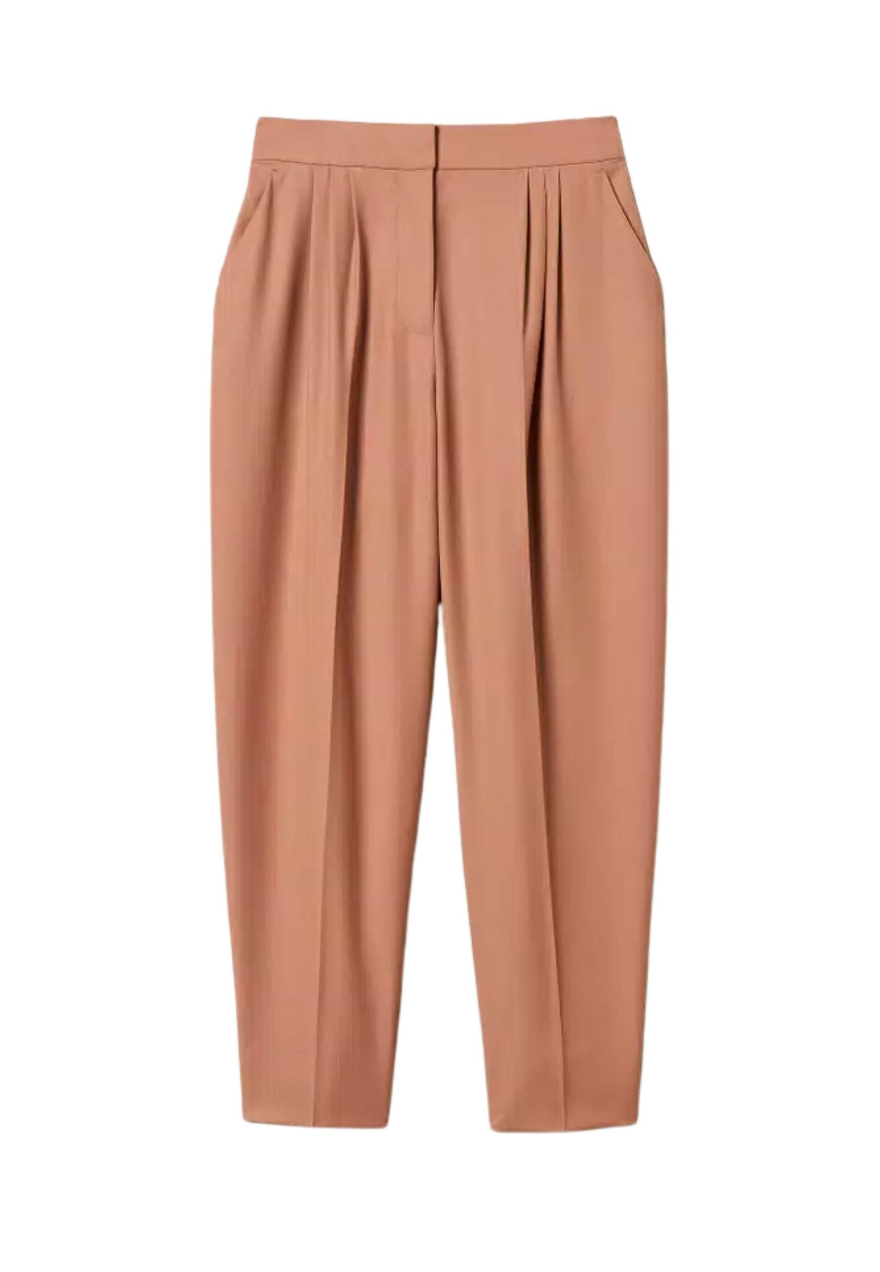 Pantaloni cropped in fresco di misto lana 