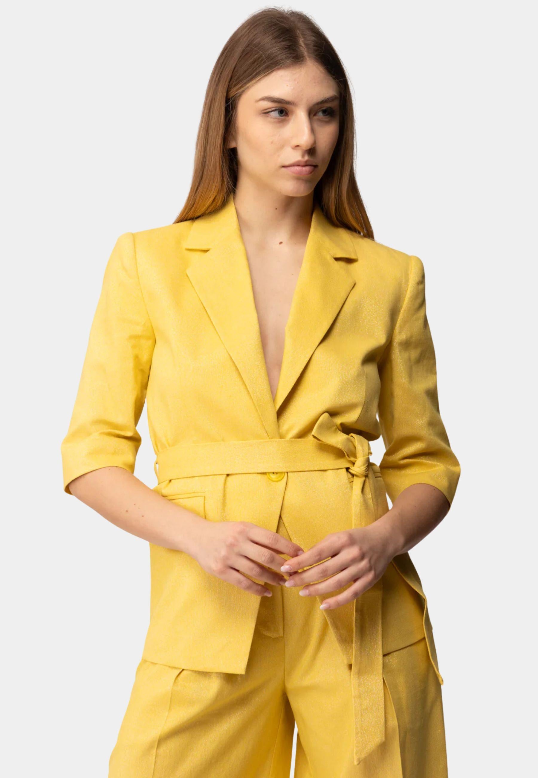 Blazer Actitude in misto cotone e lino lurex 