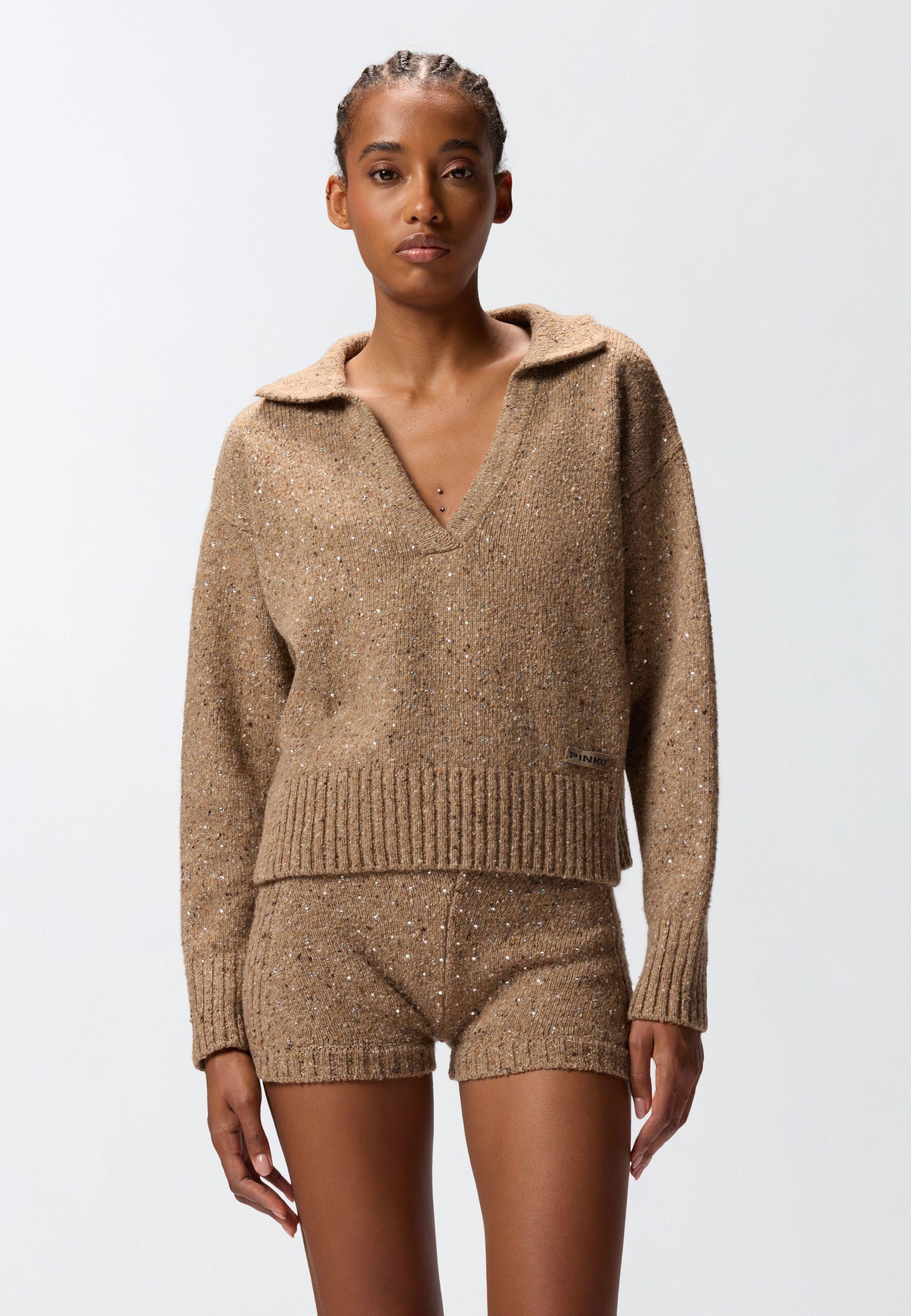 Maglia Pinko in misto lana con ricamo in vetro 