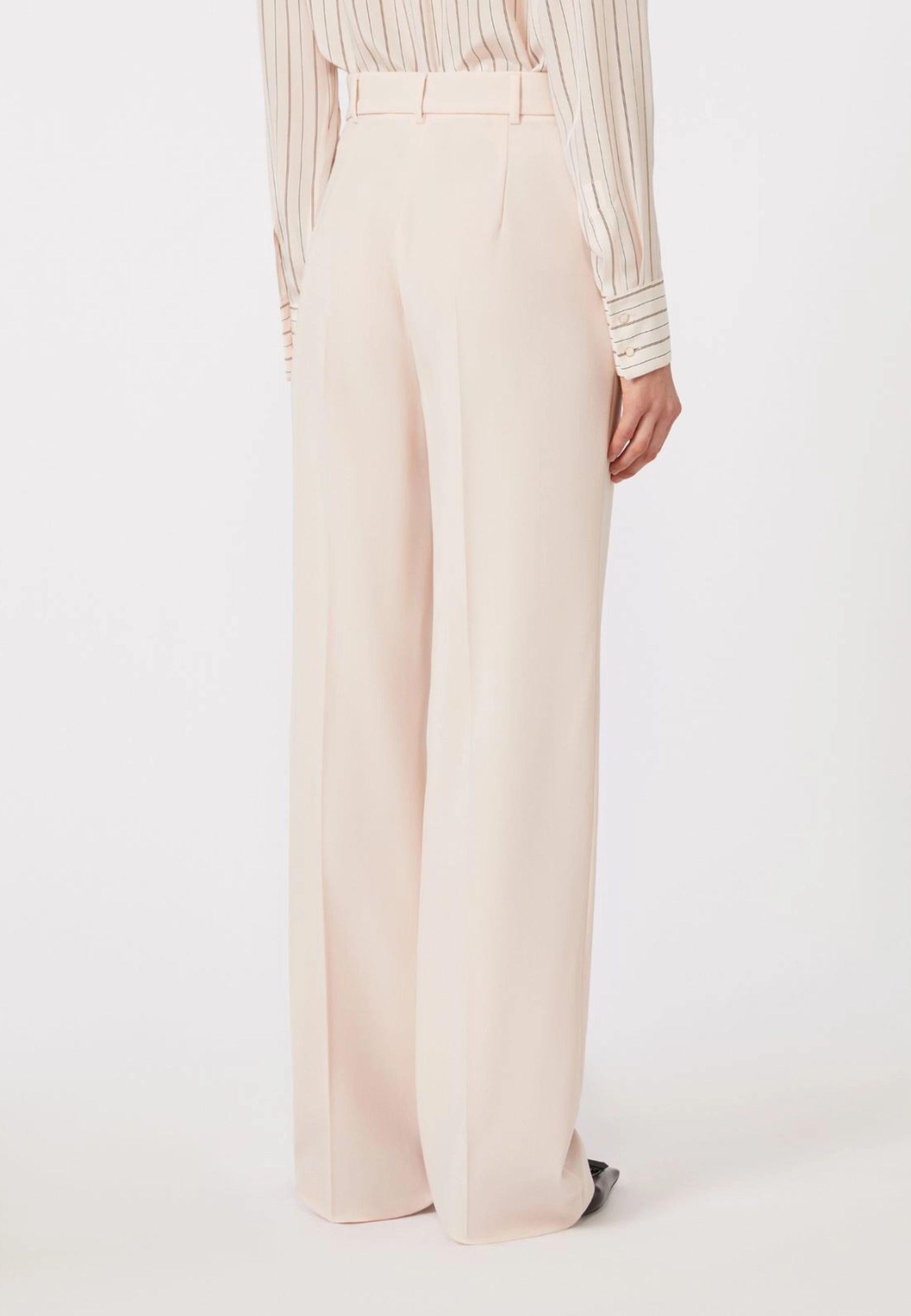 Max Mara - Pantalone in lana crêpe rosa 