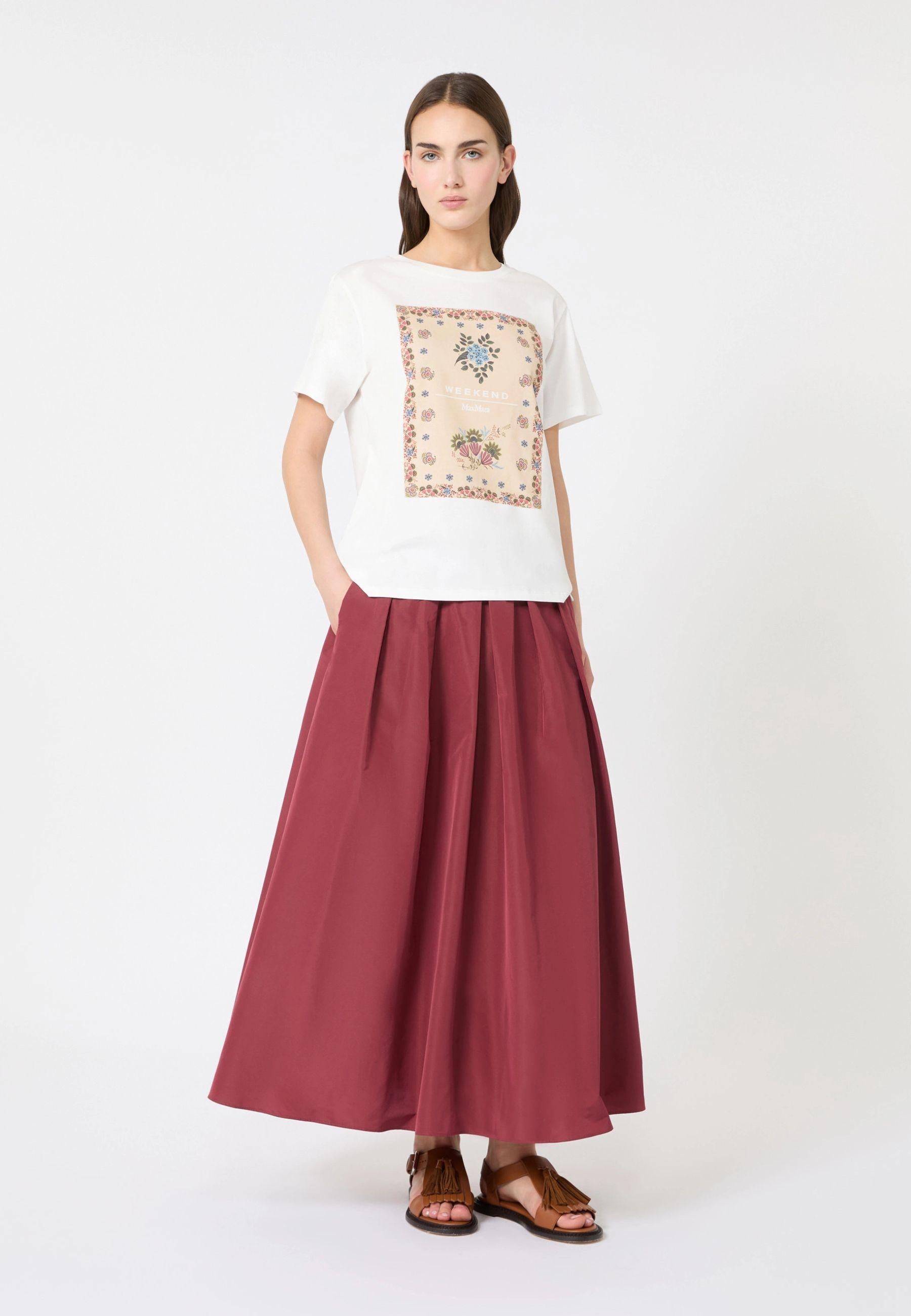 T-shirt in jersey di cotone con stampa frontale 