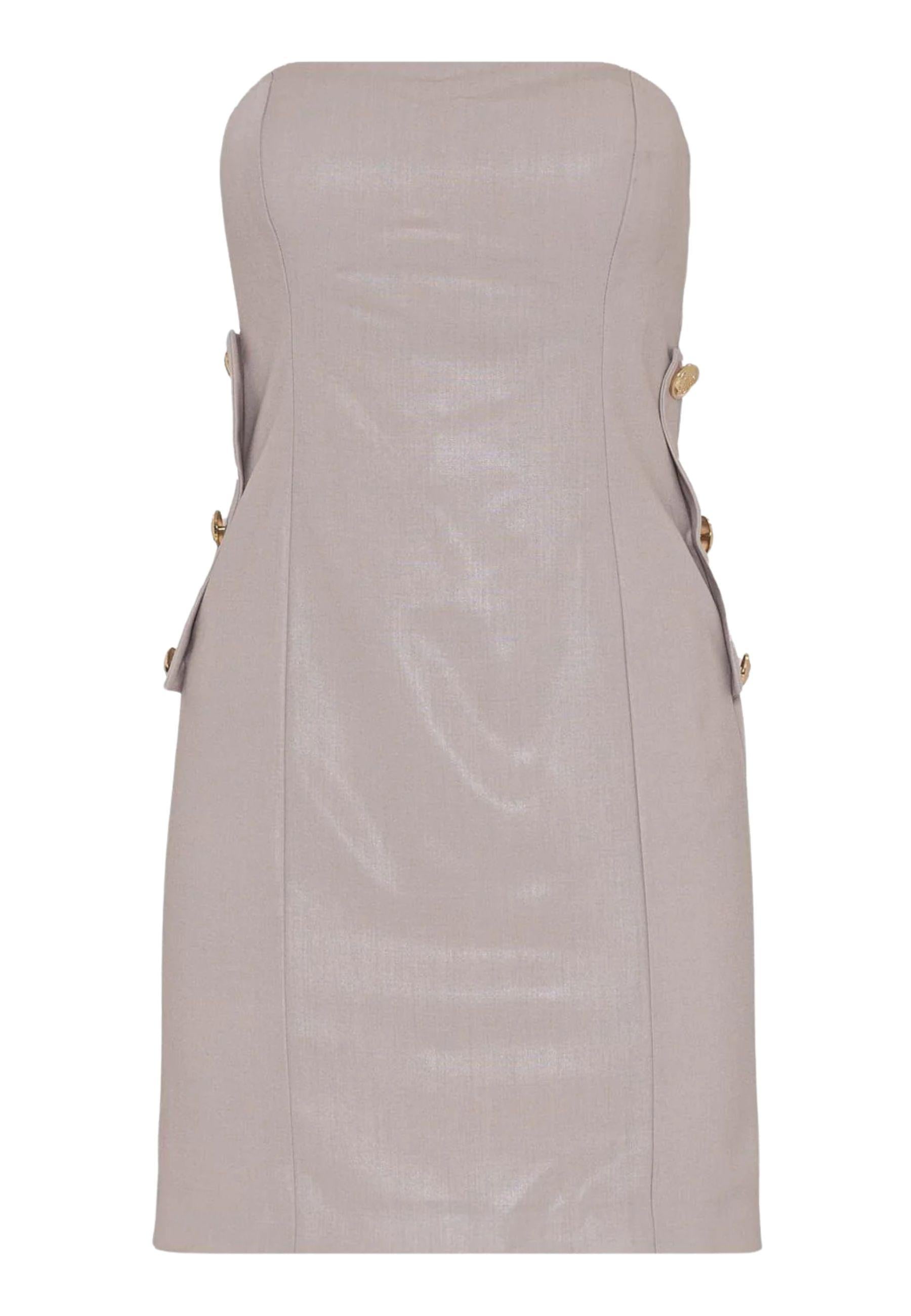 Abito corto bustier in poliviscosa con placcatura trasparente 