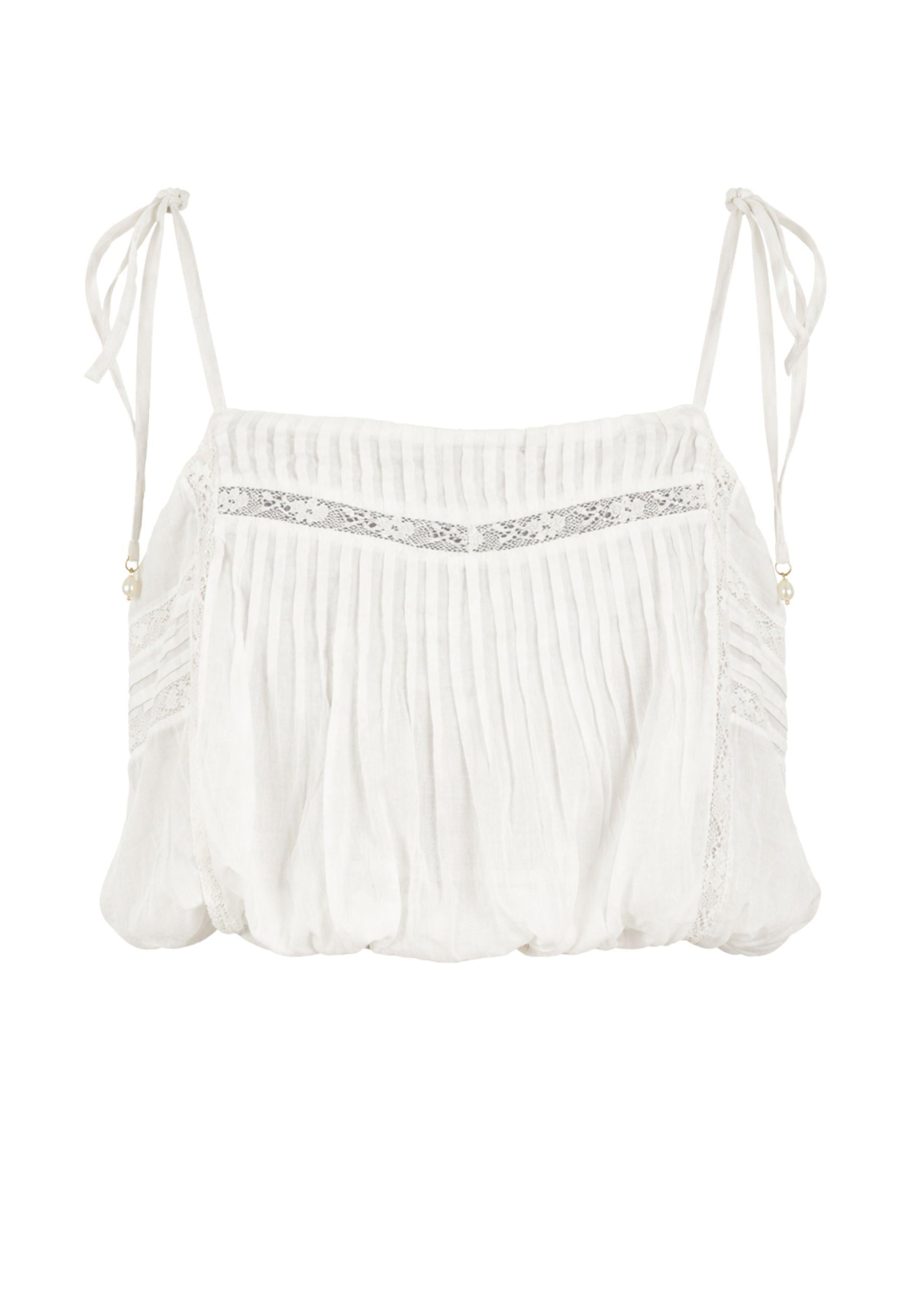 Top Twinset U&B in cotone con inserti in pizzo 
