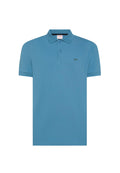 Polo in cotone blu avio con ricamo logo
