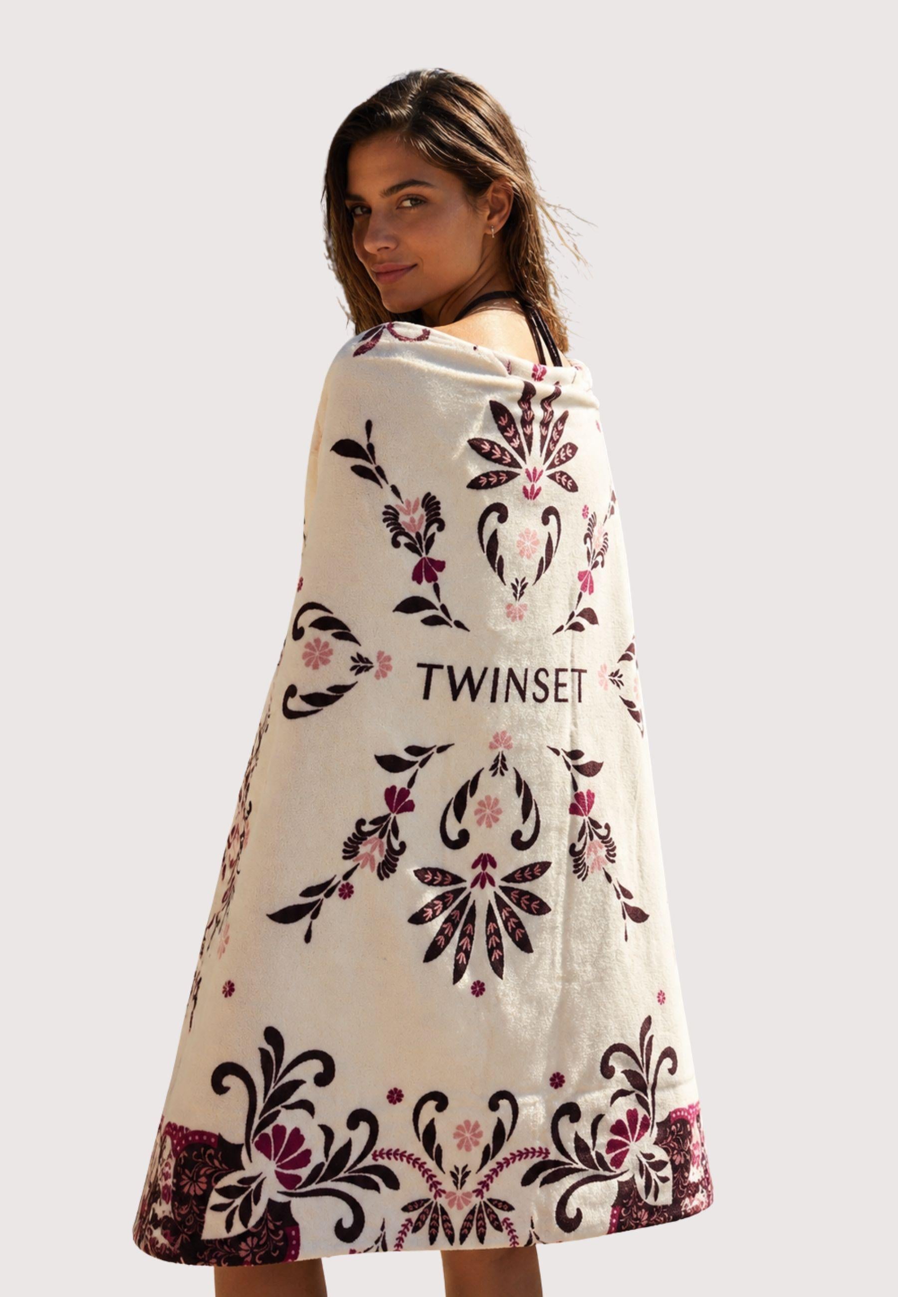 Telo Mare Twinset in Spugna di Cotone con Stampa Foulard 