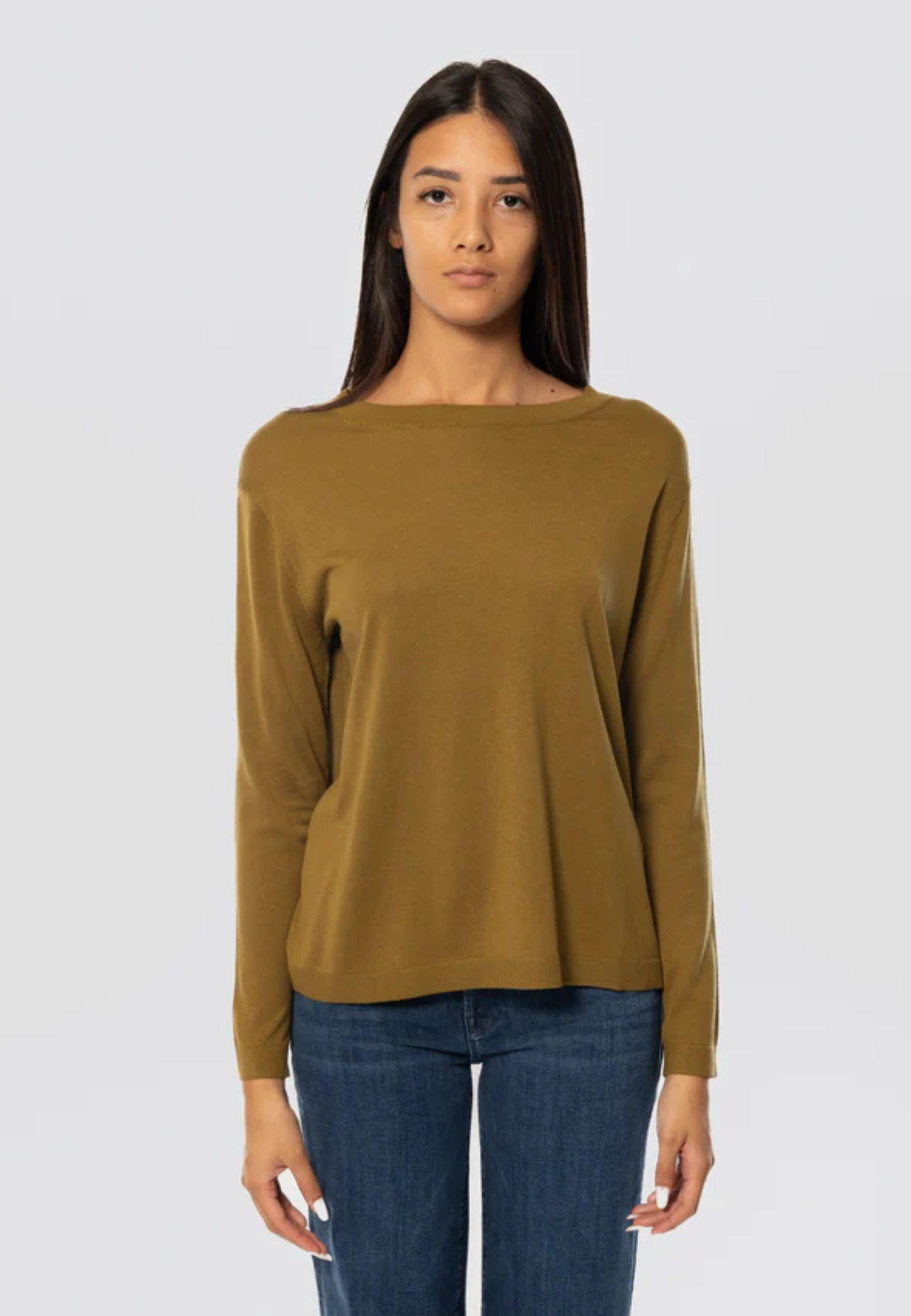 Max Mara MM - Maglia "Arca" in Seta e Cotone con Scollo a Barca 