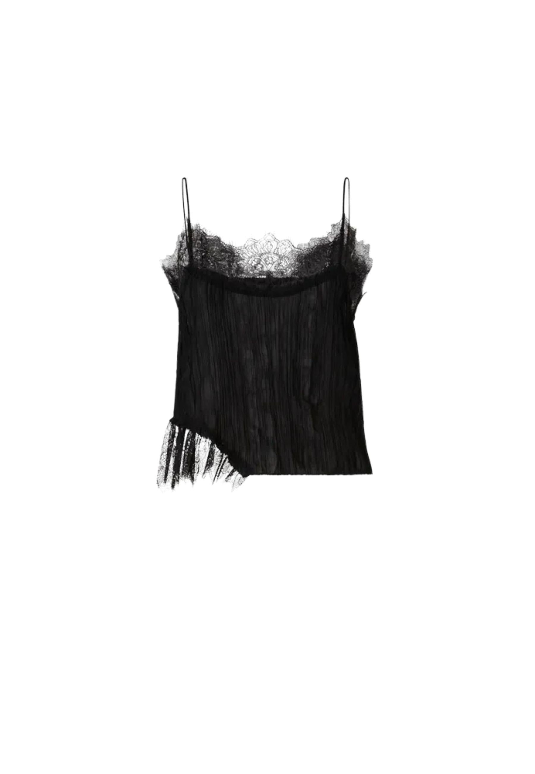 Top Pinko Tic Tac in tulle e pizzo 