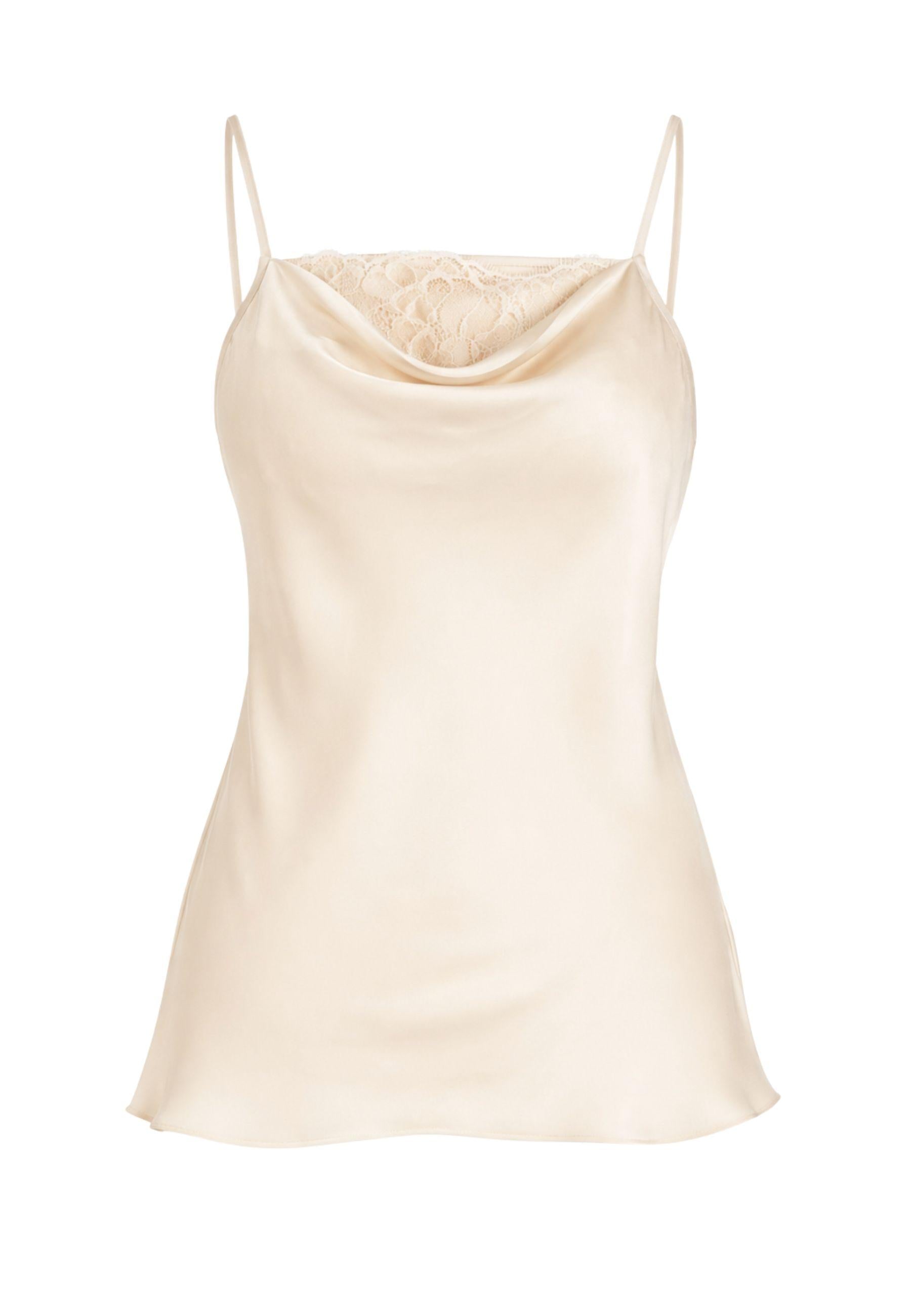 Twinset Top Satin con Inserto in Pizzo - Avorio 