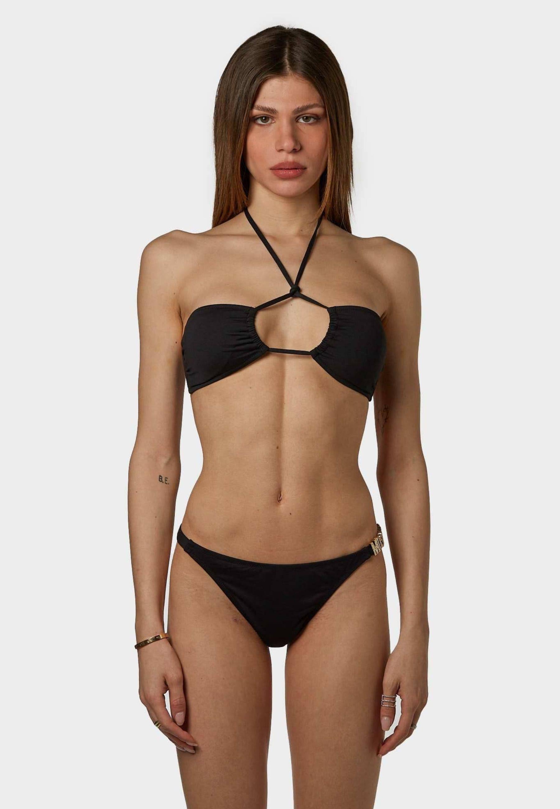 Top bikini con scollo all'americana 