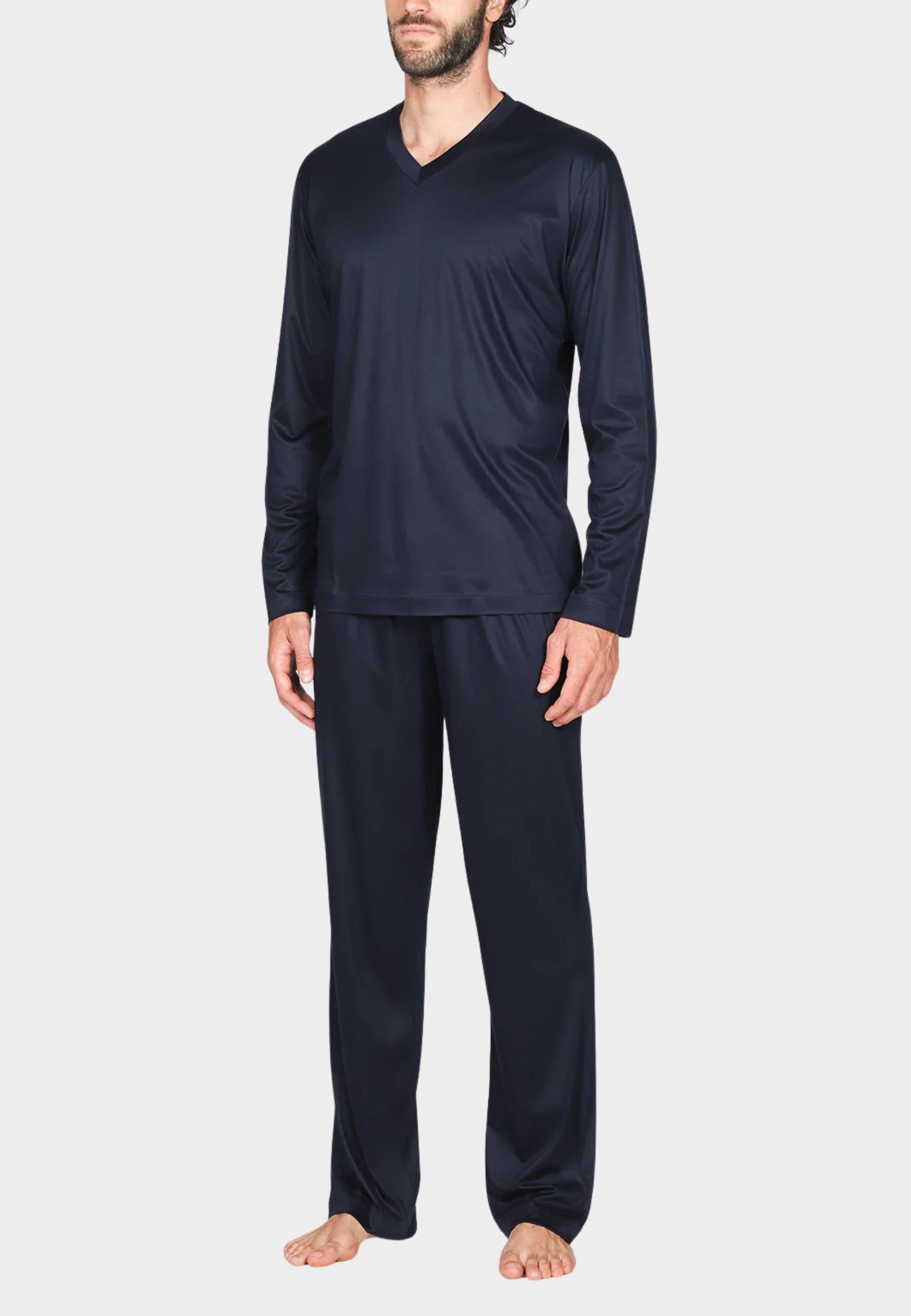 Pigiama Uomo Collo V in Lyocell 100% - Ultra Leggero e Traspirante 
