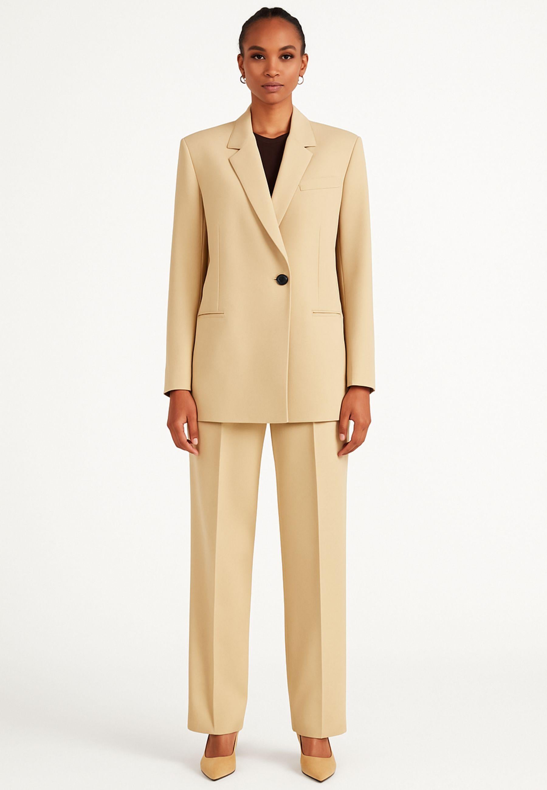 Giacca Donna Beige Sabbia con Bottoni Sartoriali 