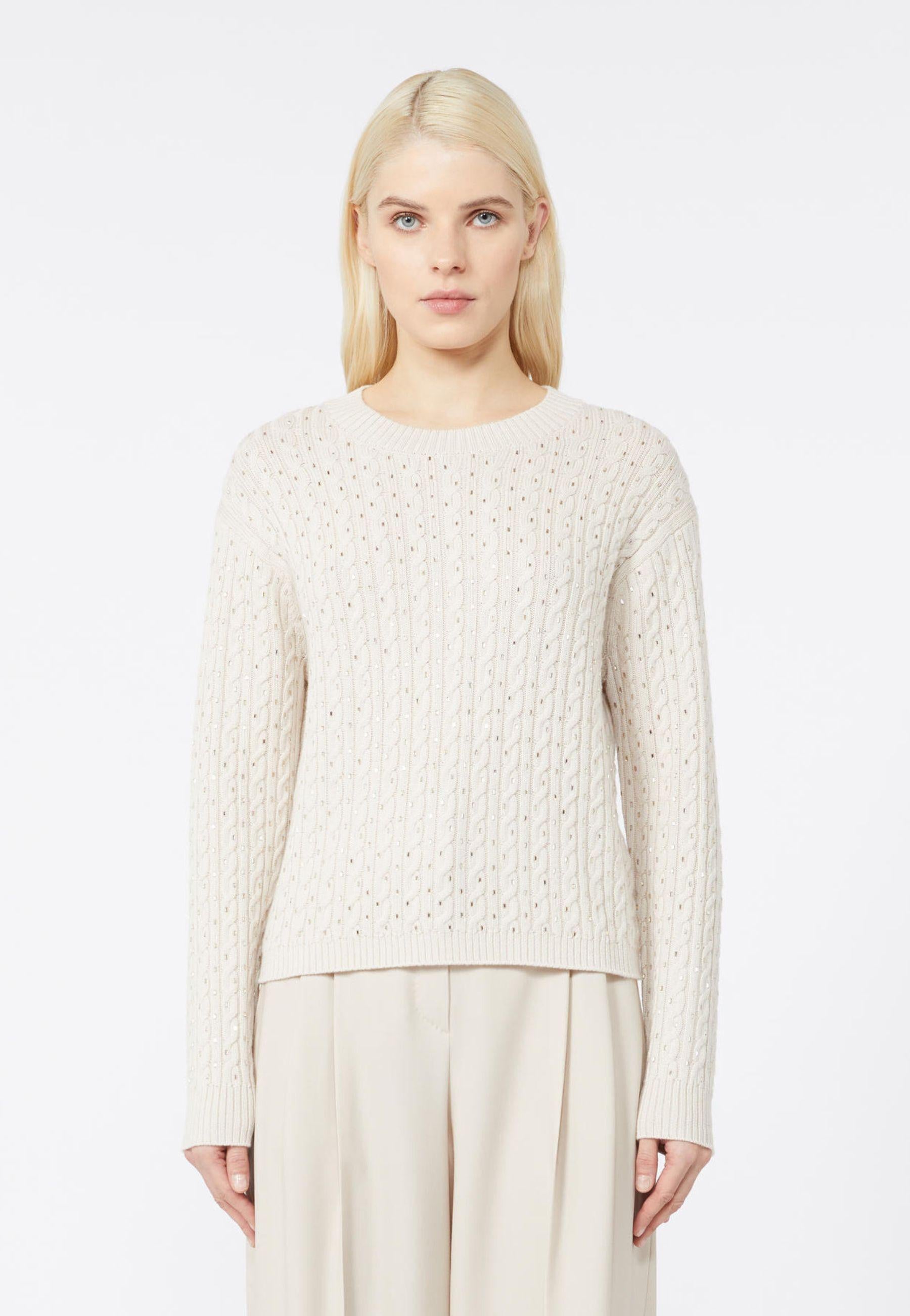 Maglia girocollo in lana con ricami 