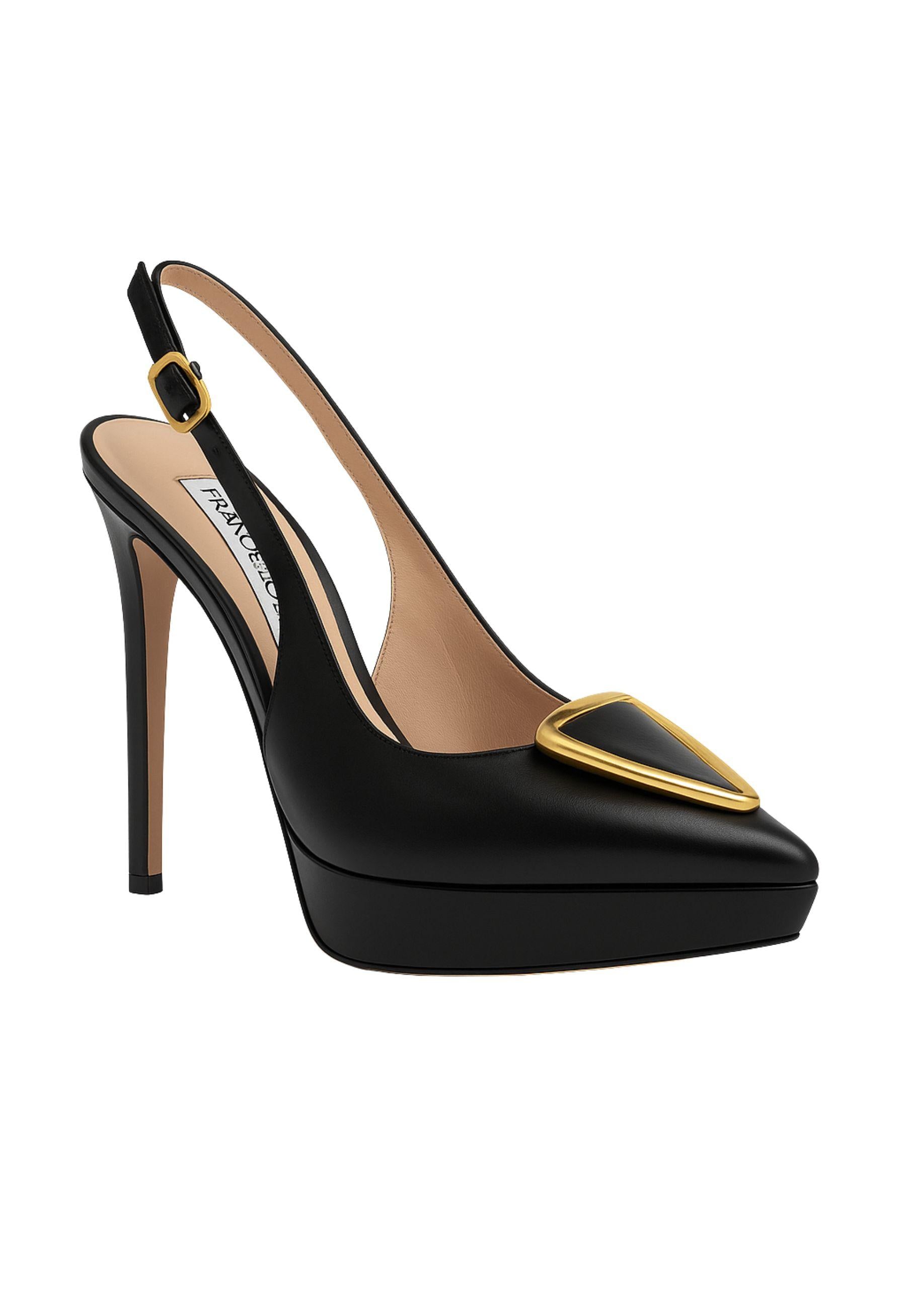 FRANCESCO SACCO - Décolleté Slingback in Pelle con Dettaglio Dorato 
