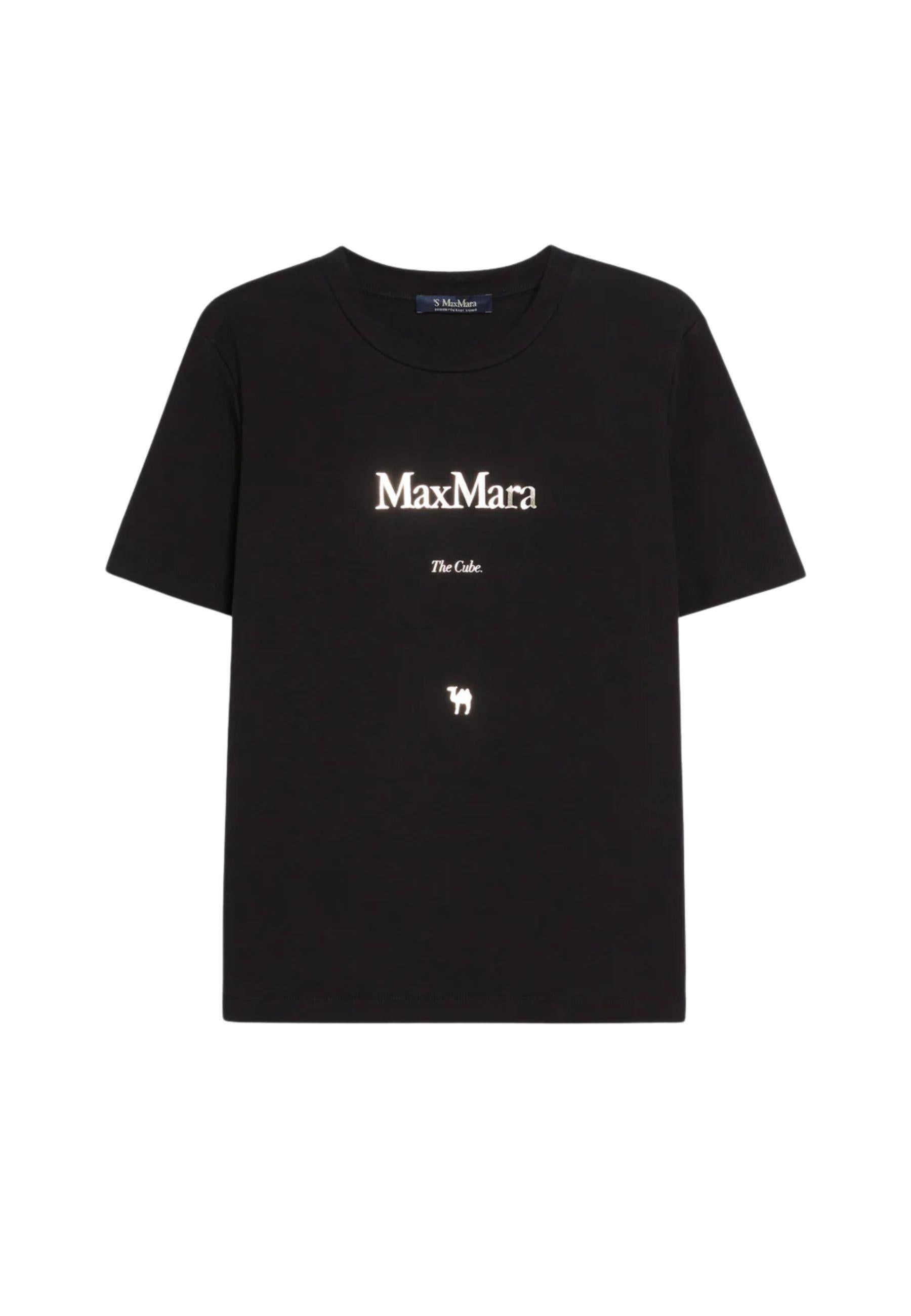 S Max Mara - T-shirt in cotone con stampa "The Cube" 