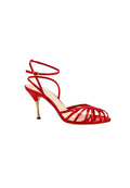 Sandalias de mujer FRANCESCO SACCO - tiras en charol rojo, tacón de aguja