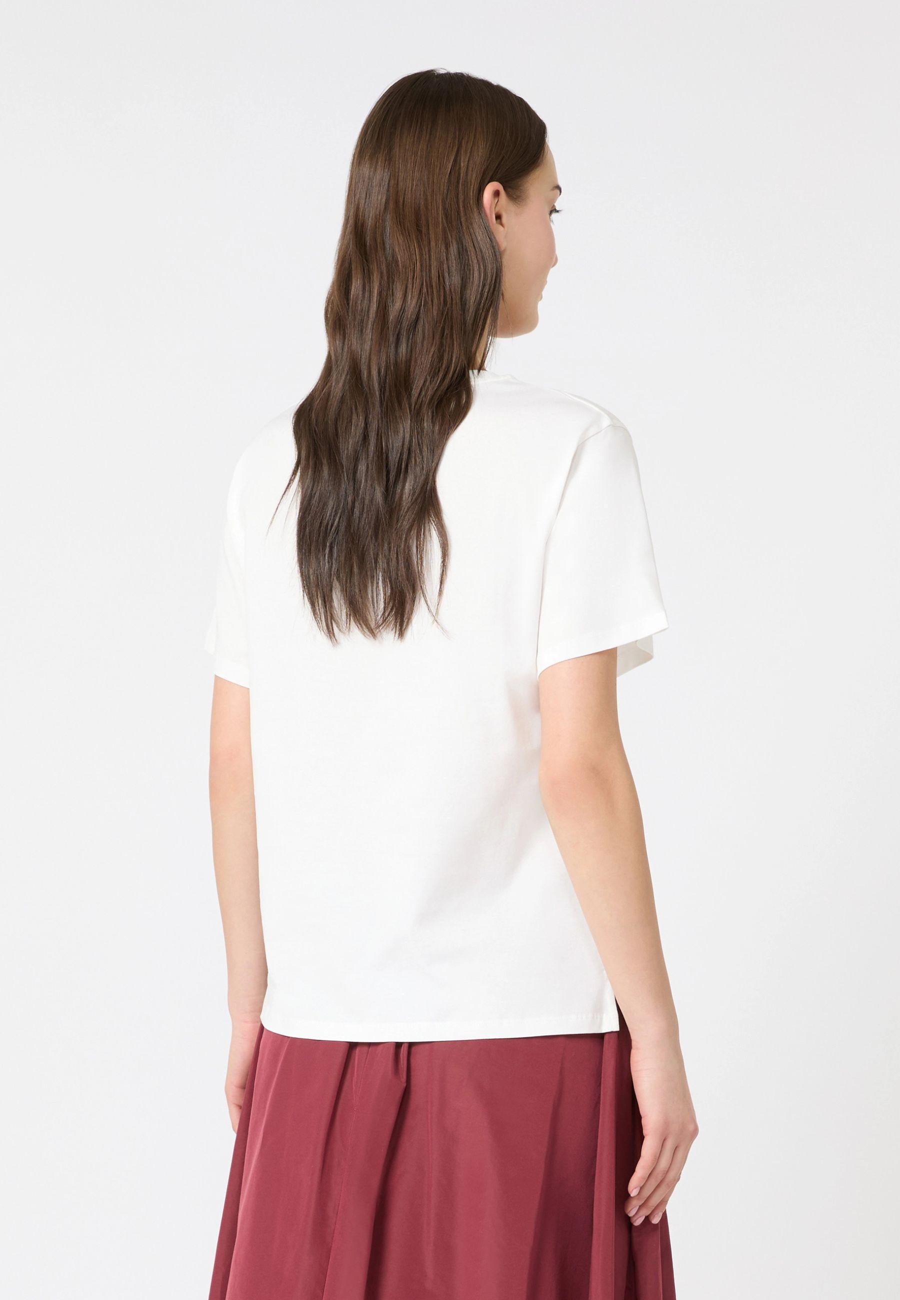 T-shirt in jersey di cotone con stampa frontale 