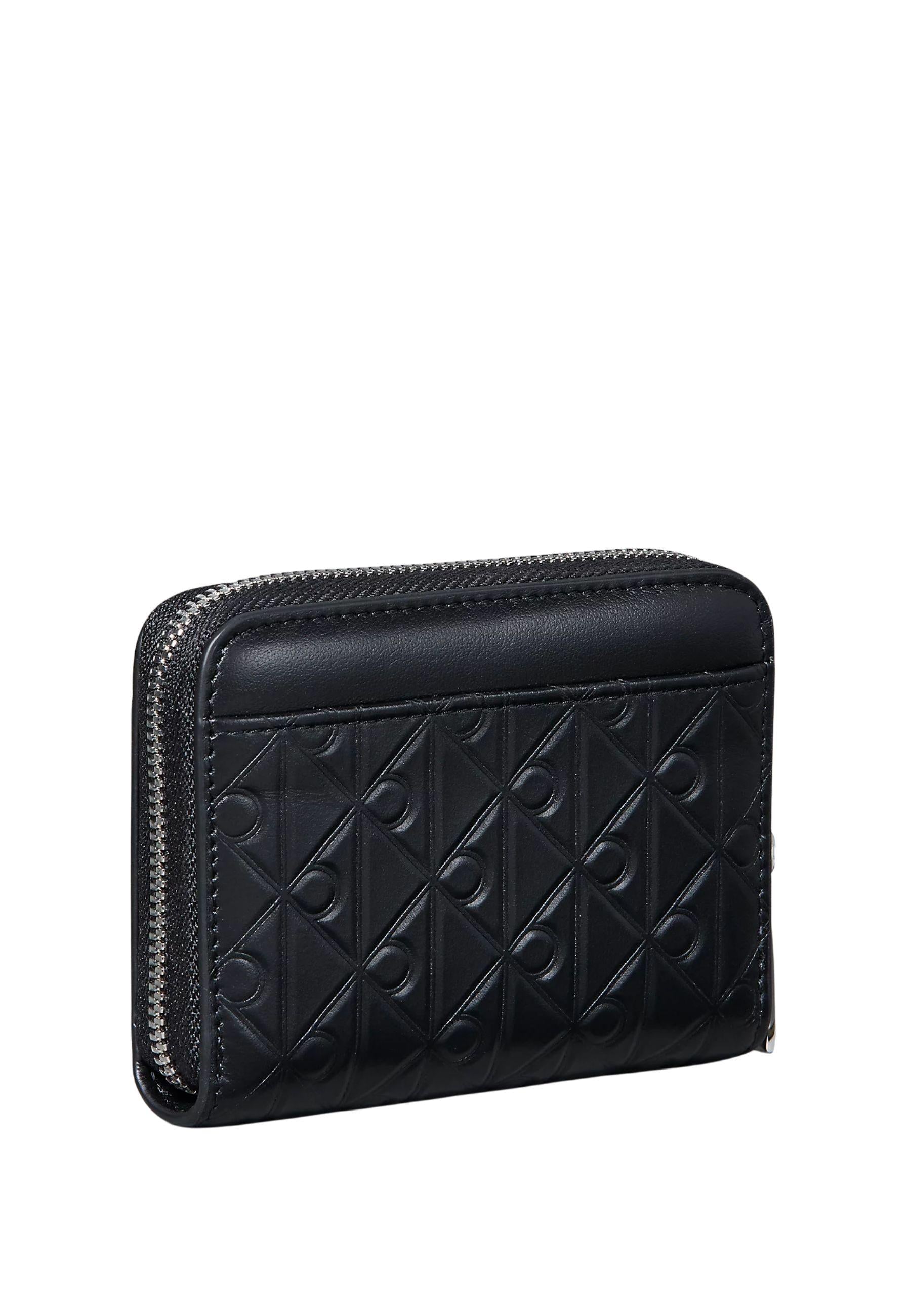 Portafoglio con zip in pelle 