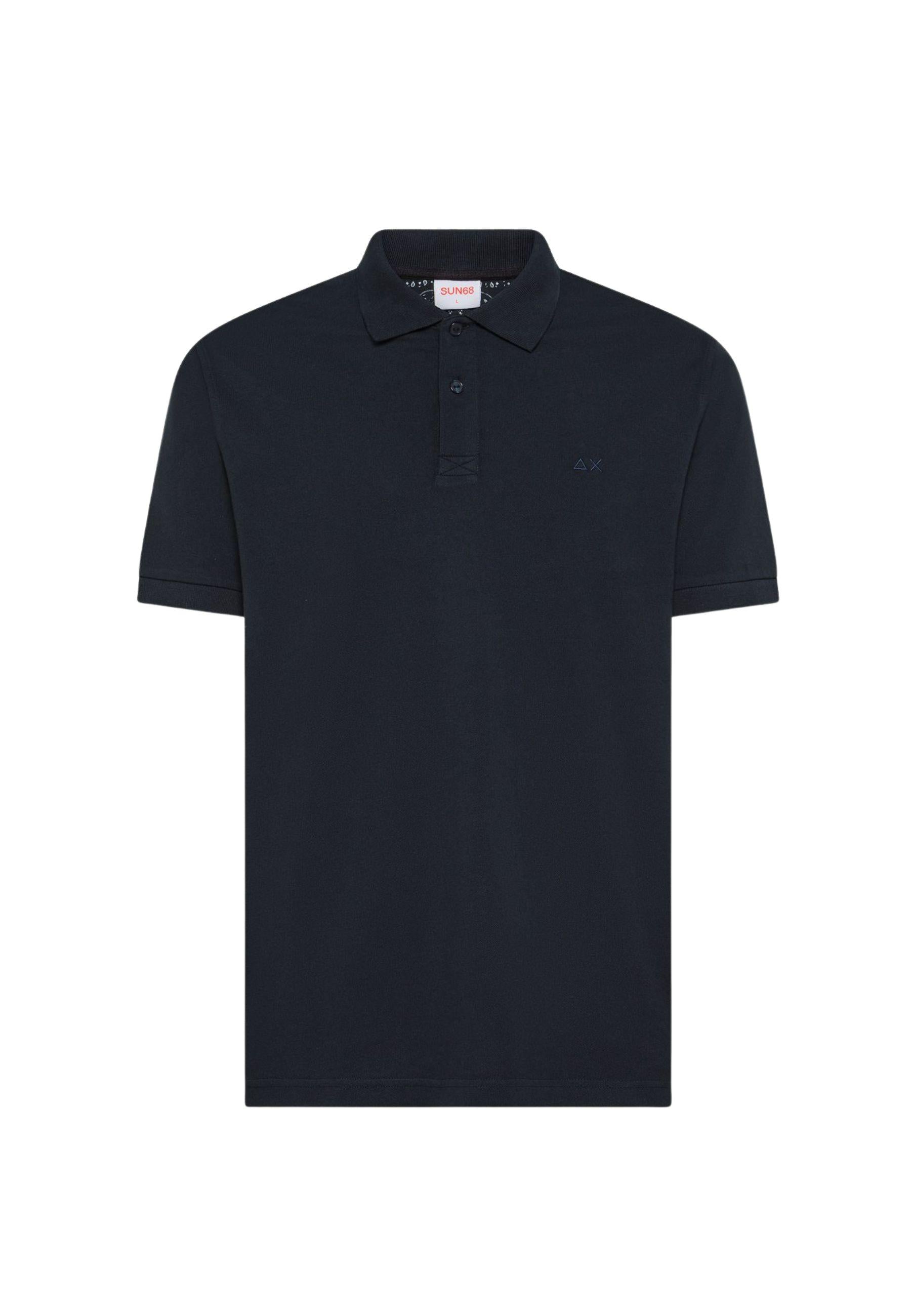 Polo in cotone blu navy con dettagli a contrasto 