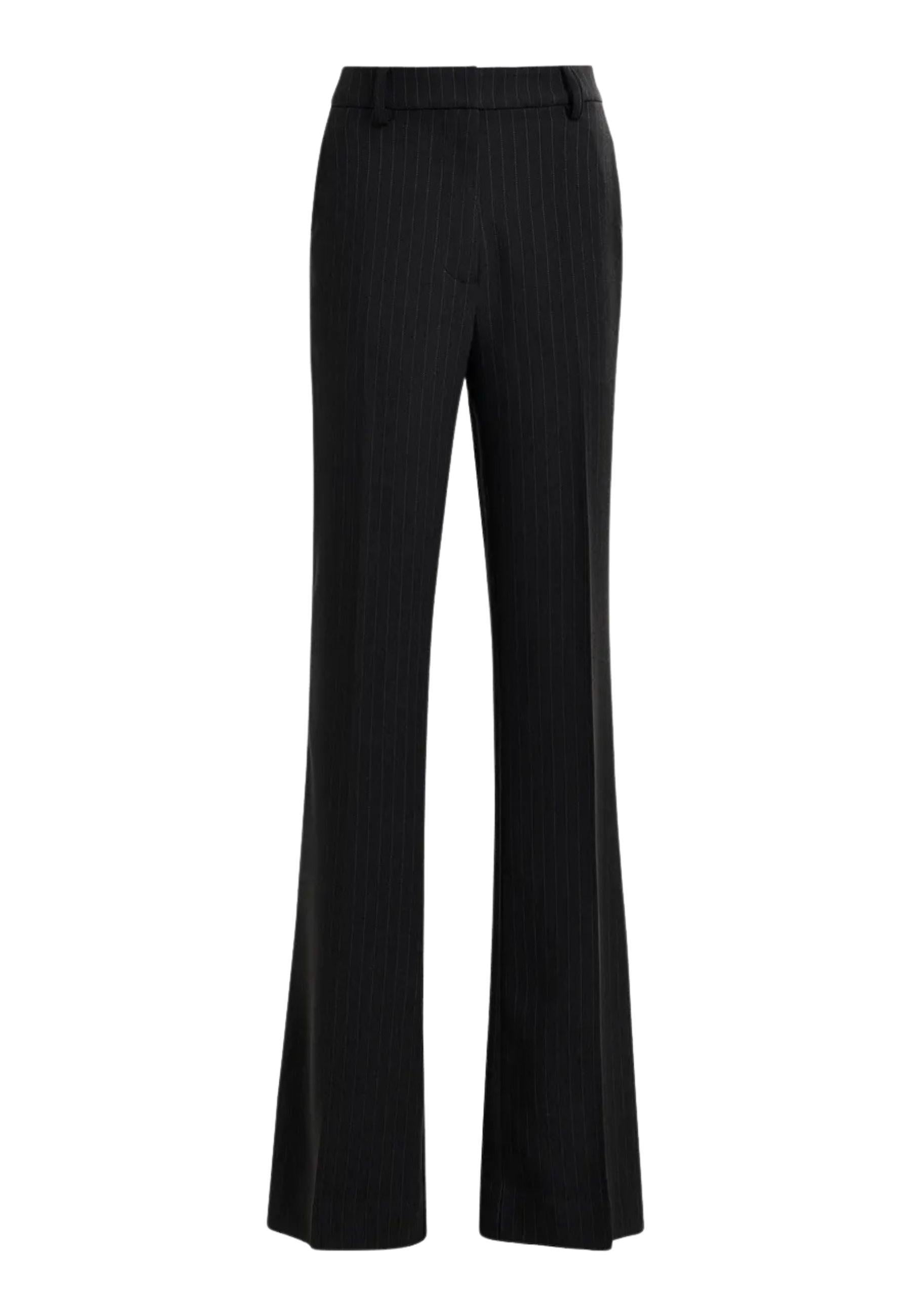 Pantaloni flare a vita alta con gessatura 