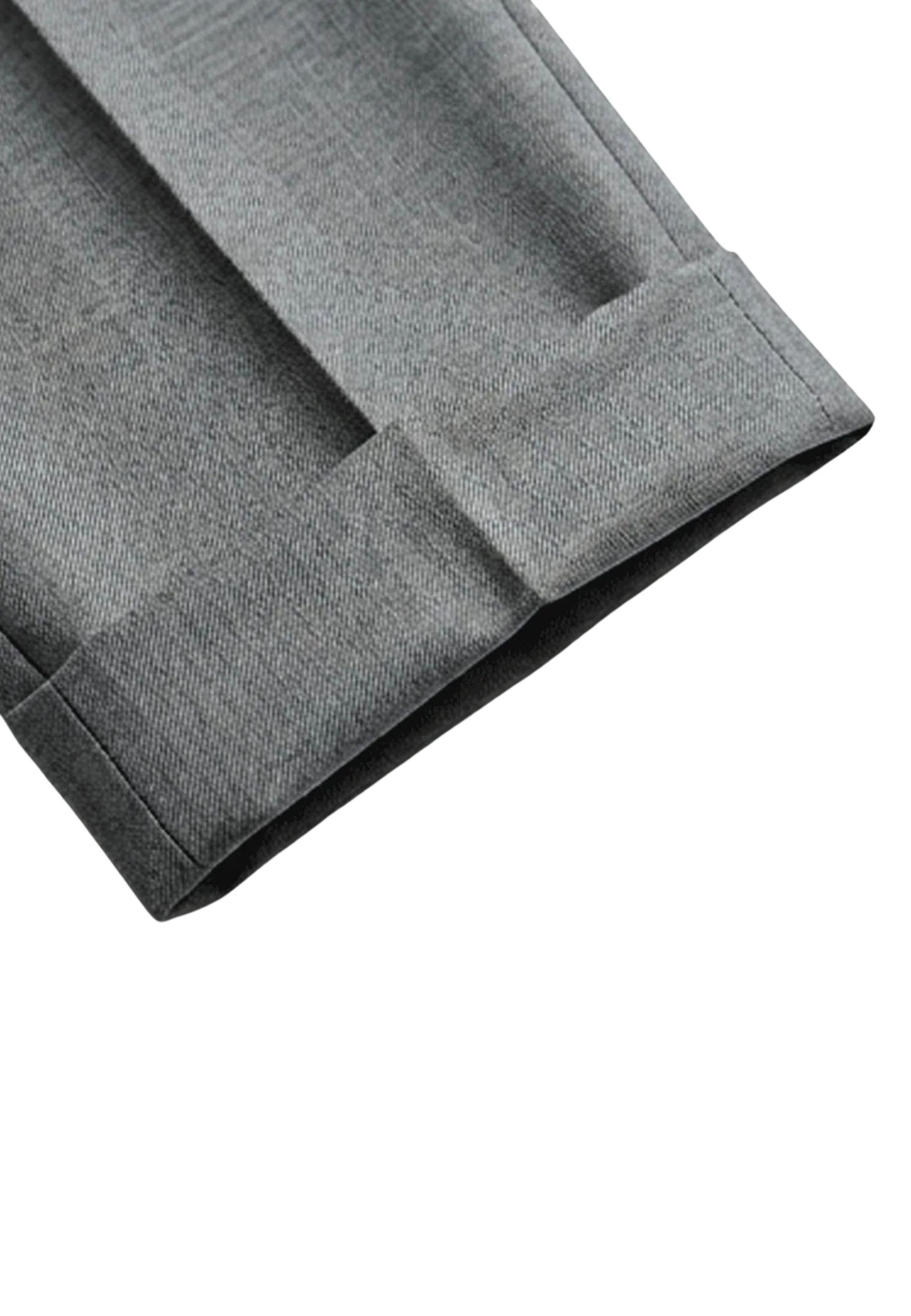 Pantalone Sartoriale Grigio Mélange con Risvolto Uomo 