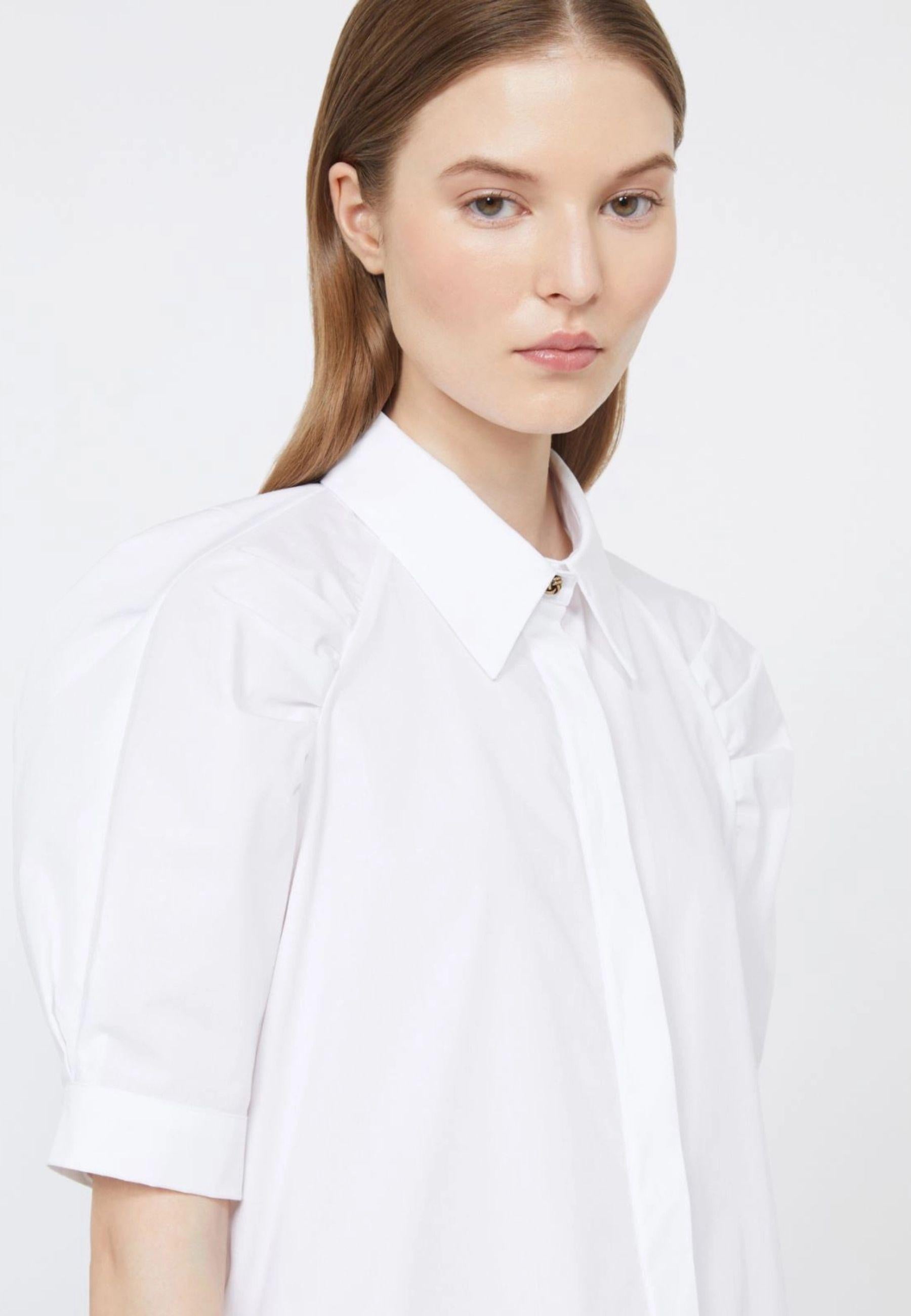Max Mara - Camicia in popeline di cotone bianco ottico 