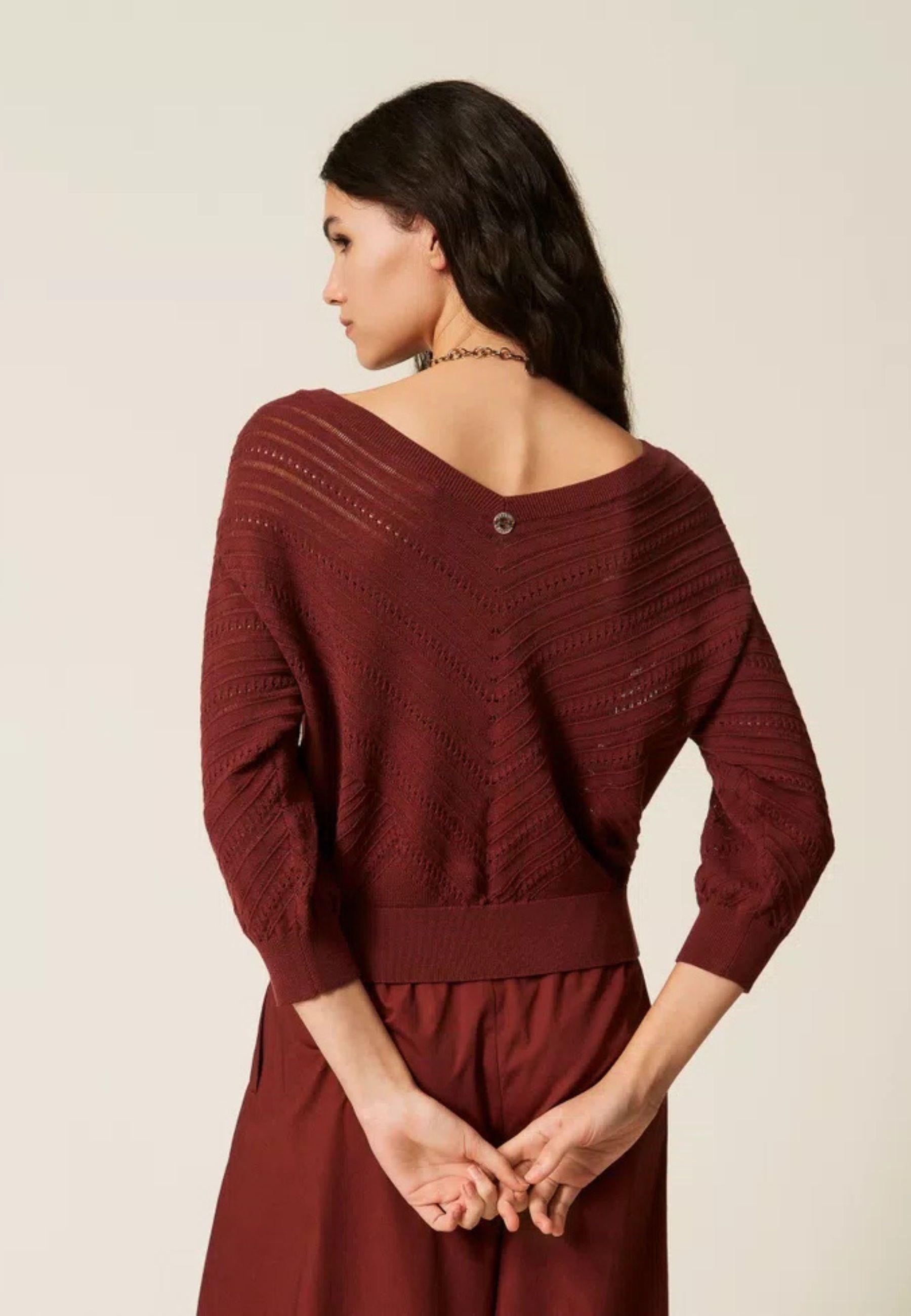 Actitude Maglia Chevron in Misto Viscosa con Lavorazione Punzonata 