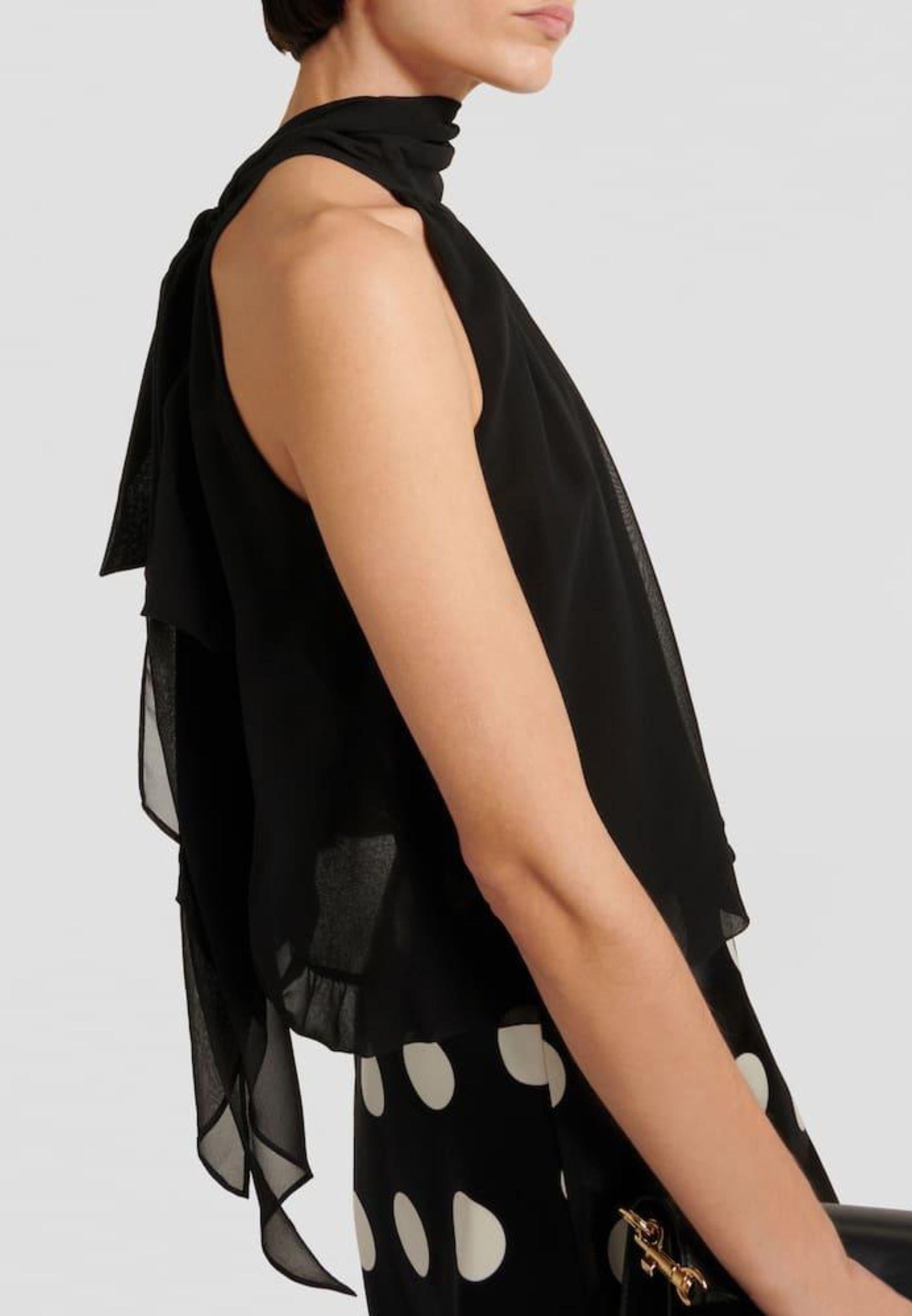 Top Fiore in seta con collo halter 