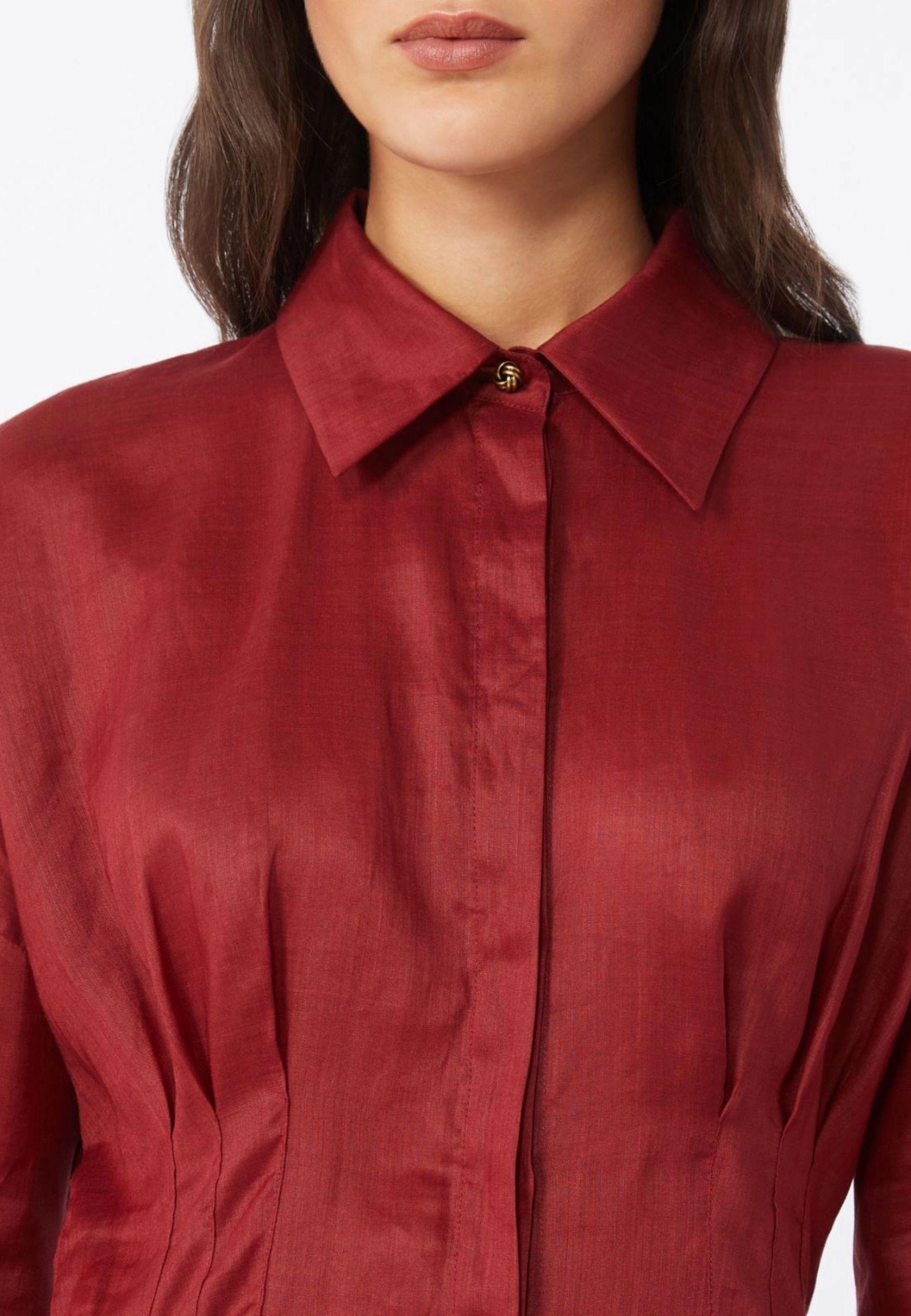 Max Mara - Camicia in tela ramié mattone rosso 