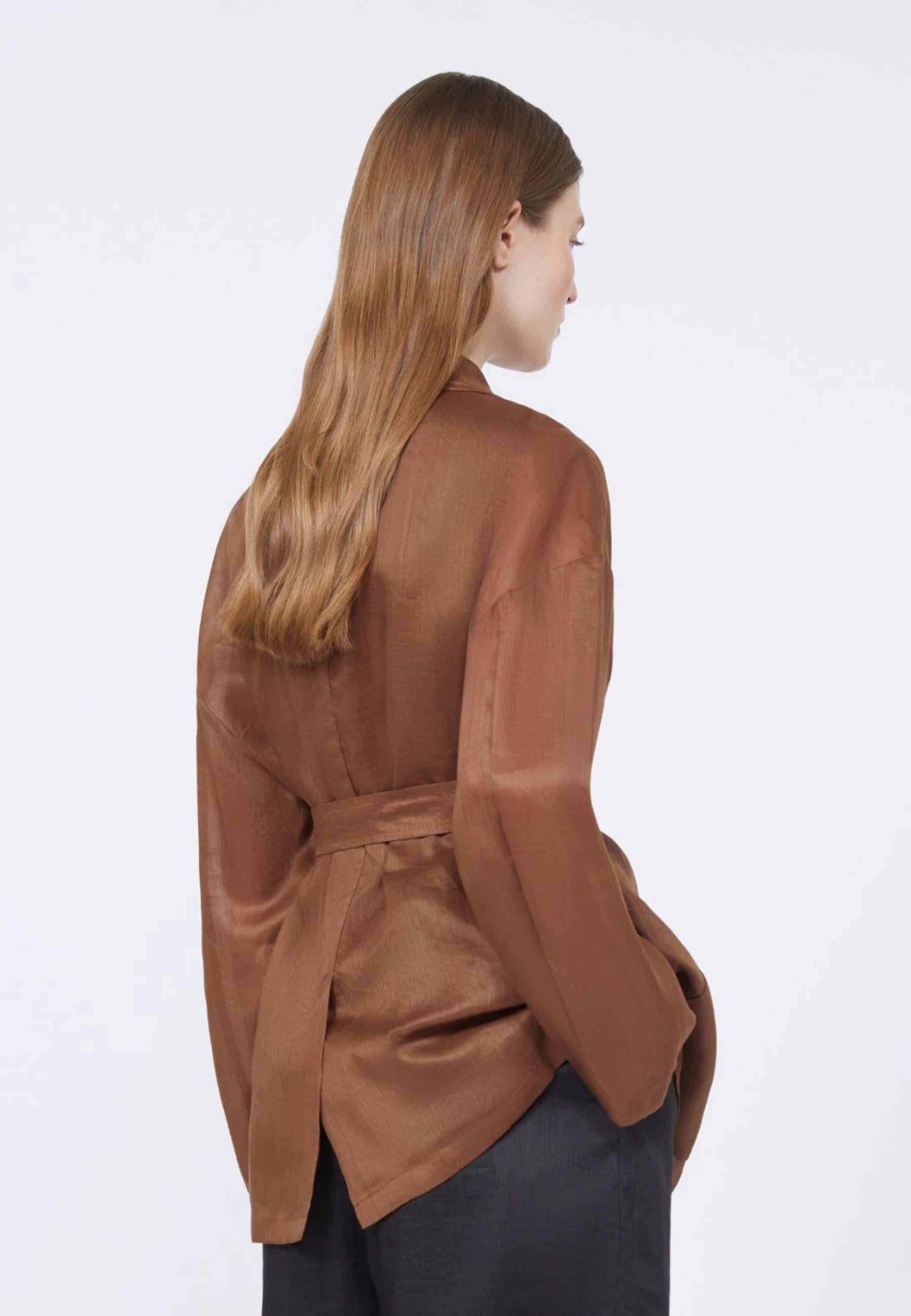 Max Mara - Giacca in tela ramié color argilla 