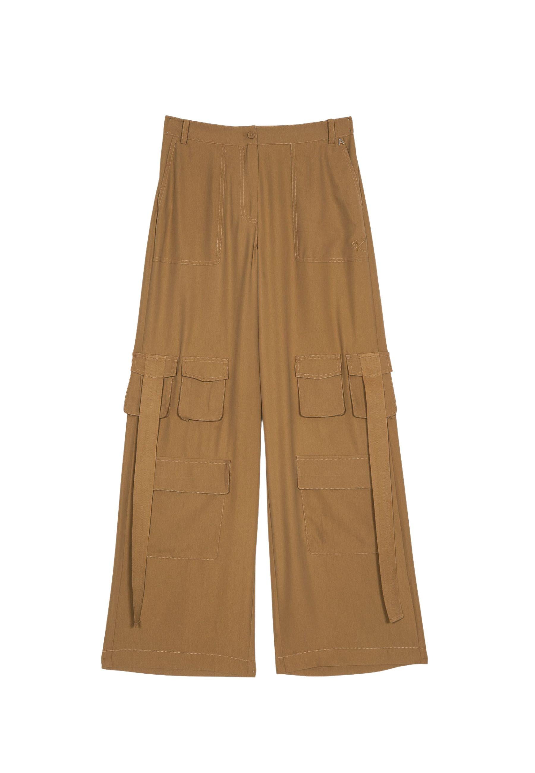 Pantaloni cargo in crêpe de Chine 