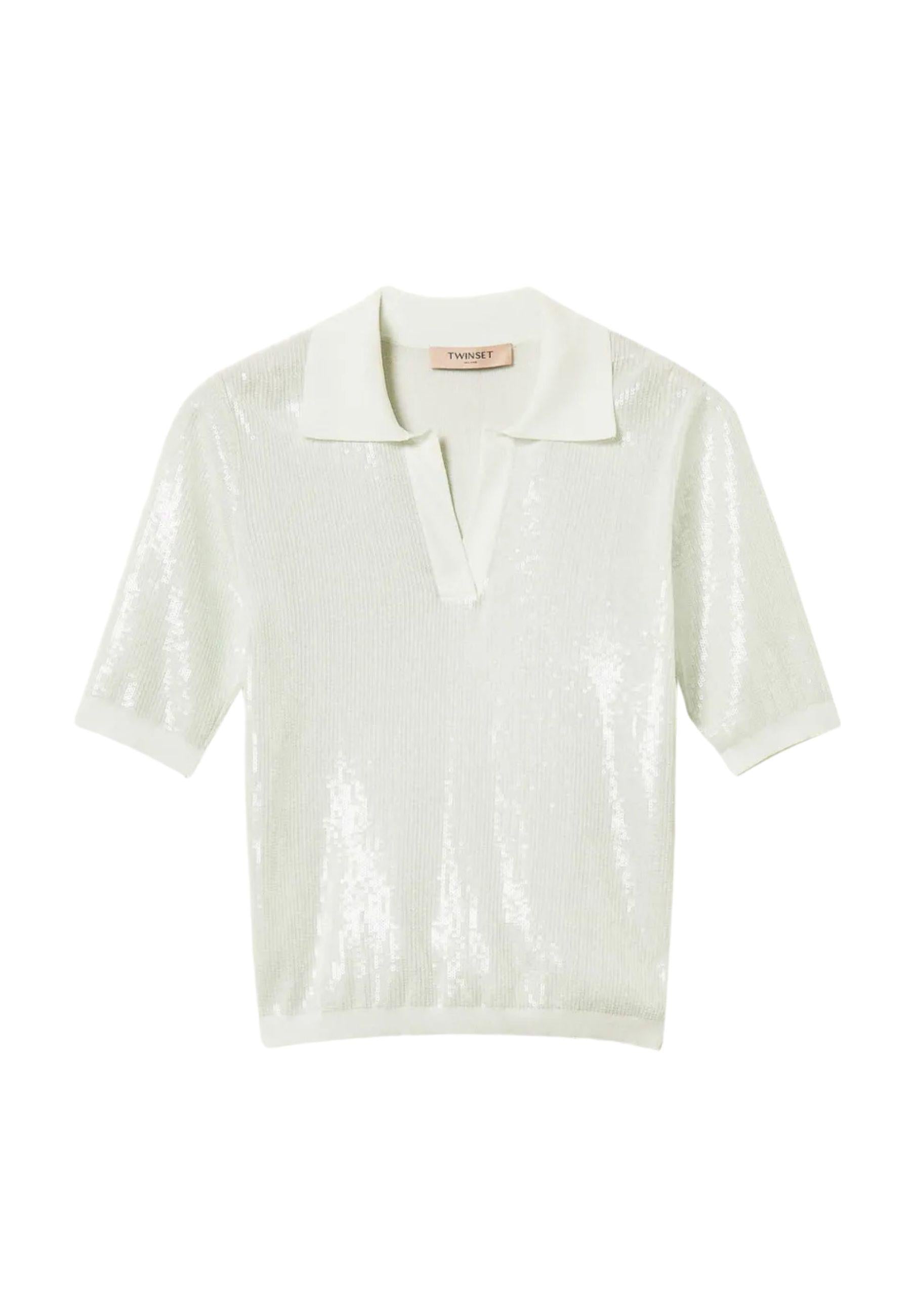 Maglia a polo con paillettes 