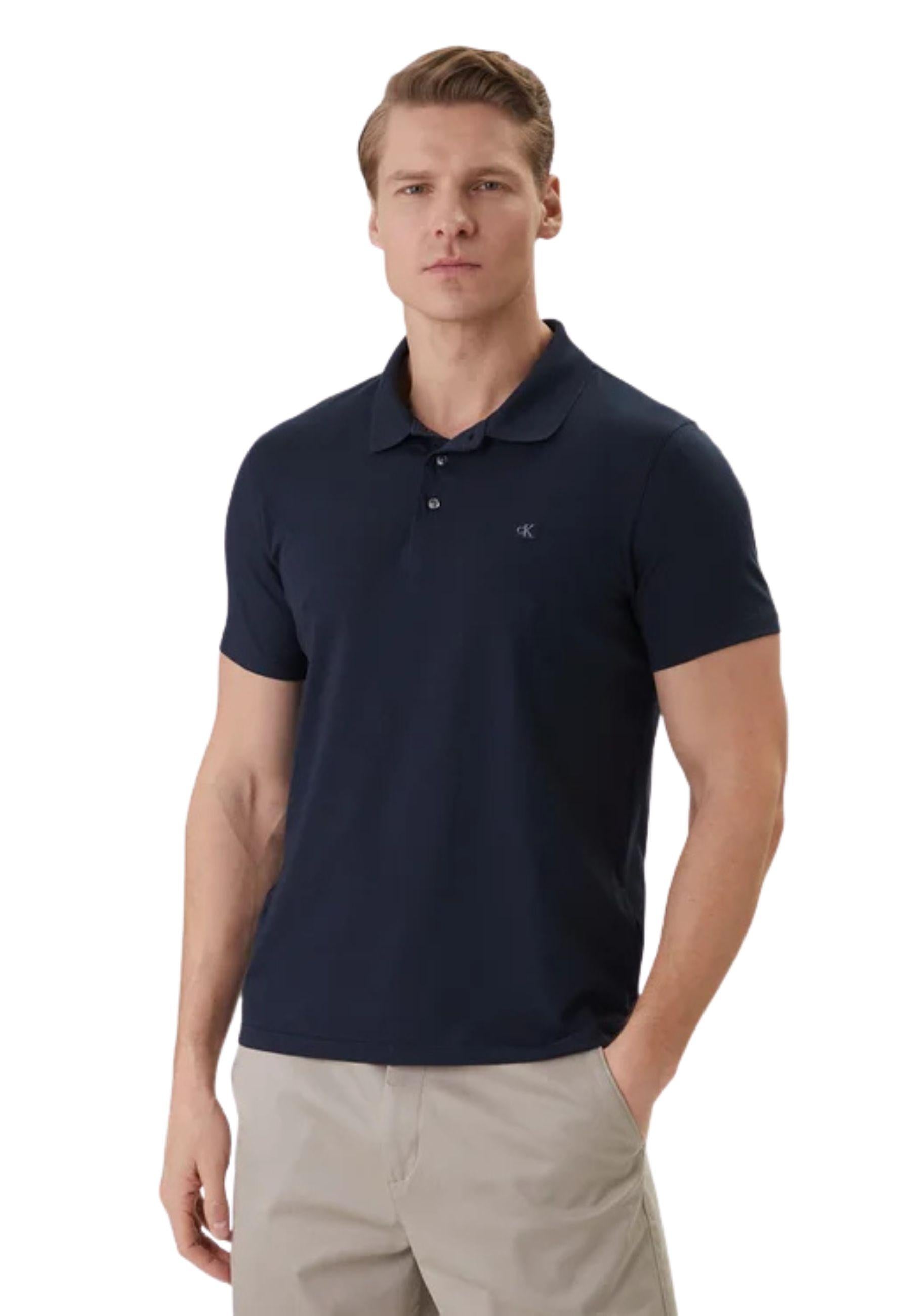 Polo Calvin Klein in cotone stretch - Blu navy 