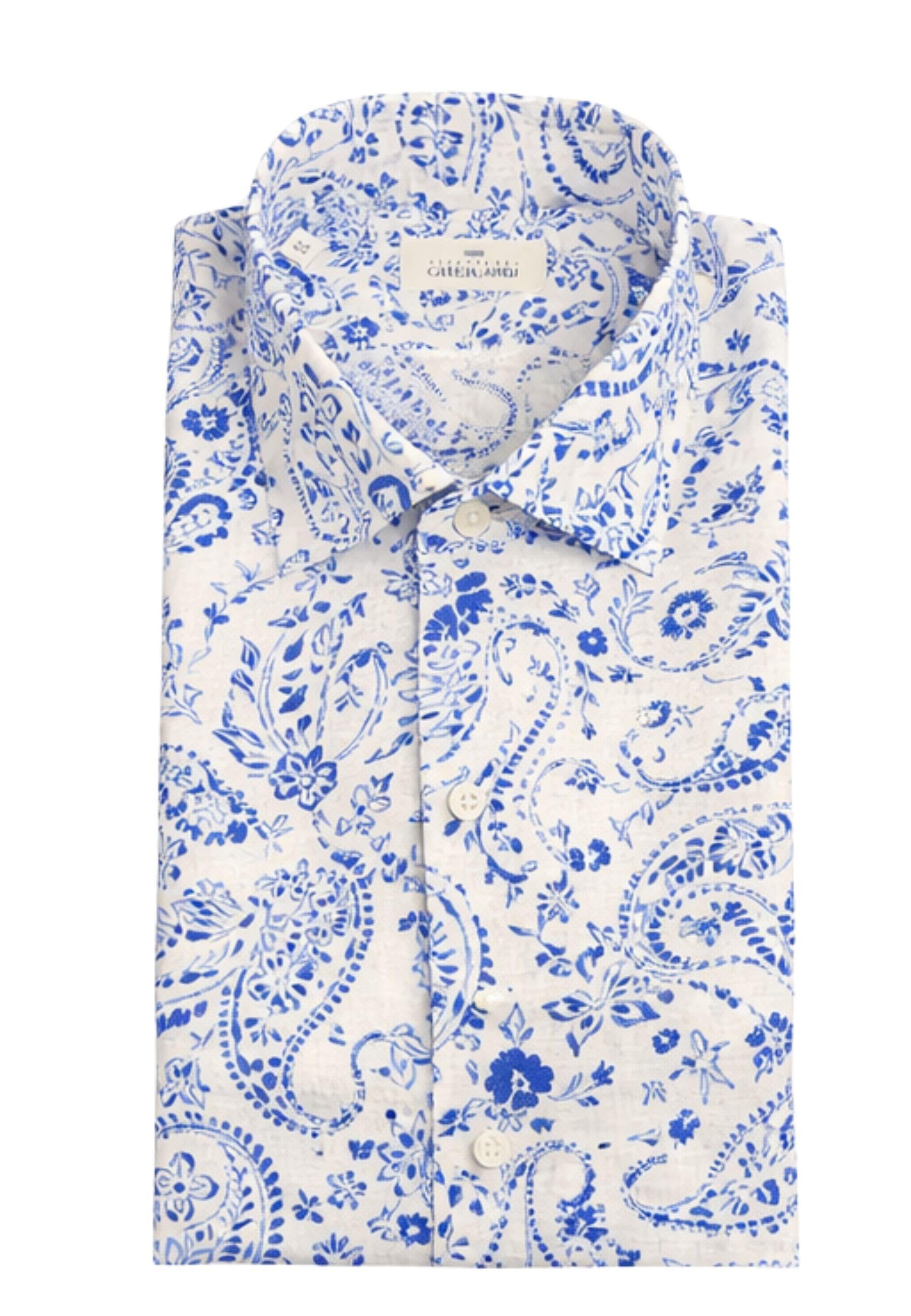 Camicia uomo Alessandro Gherardi in lino con stampa paisley 