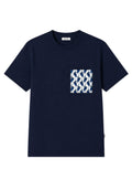 Baumwoll-T-Shirt mit Brusttasche mit Vogel-Print
