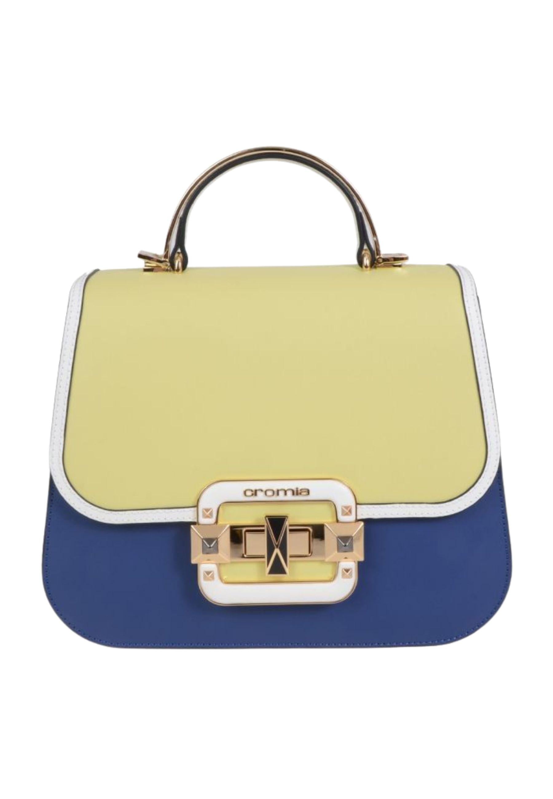 Borsa a mano Cromia in pelle multicolor con patta e chiusura gioiello 