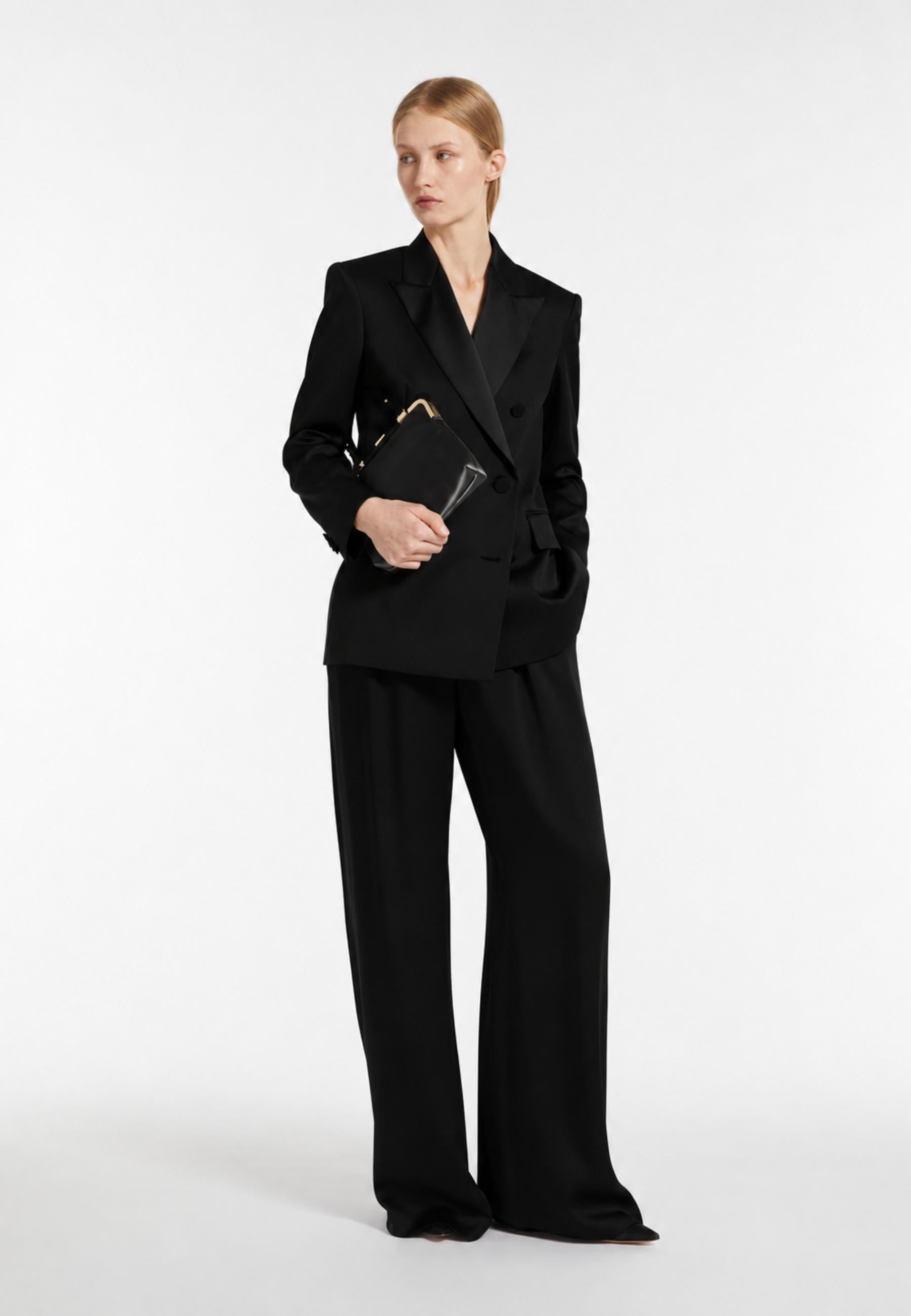 Max Mara Studio Blazer Teiera doppiopetto in satin 